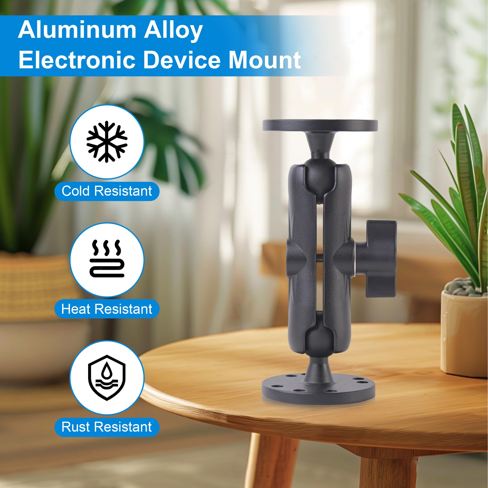 Keuvirya Aluminum Fish Finder Mount With 1'' B Size Ball, 360 Rotation Depth Finder Mount Bracket For Boats With Double Amps Rou