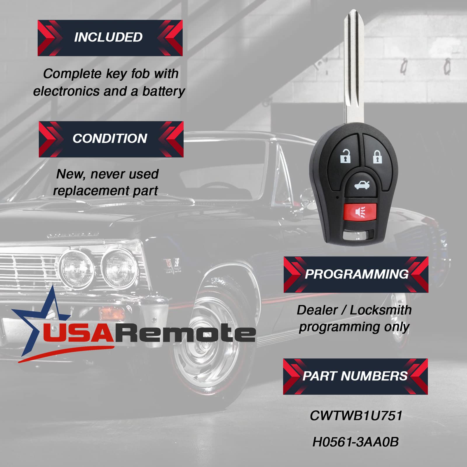 Fits 2013 2014 2015 Sentra Key Fob Keyless Entry Remote (Cwtwb1U751)