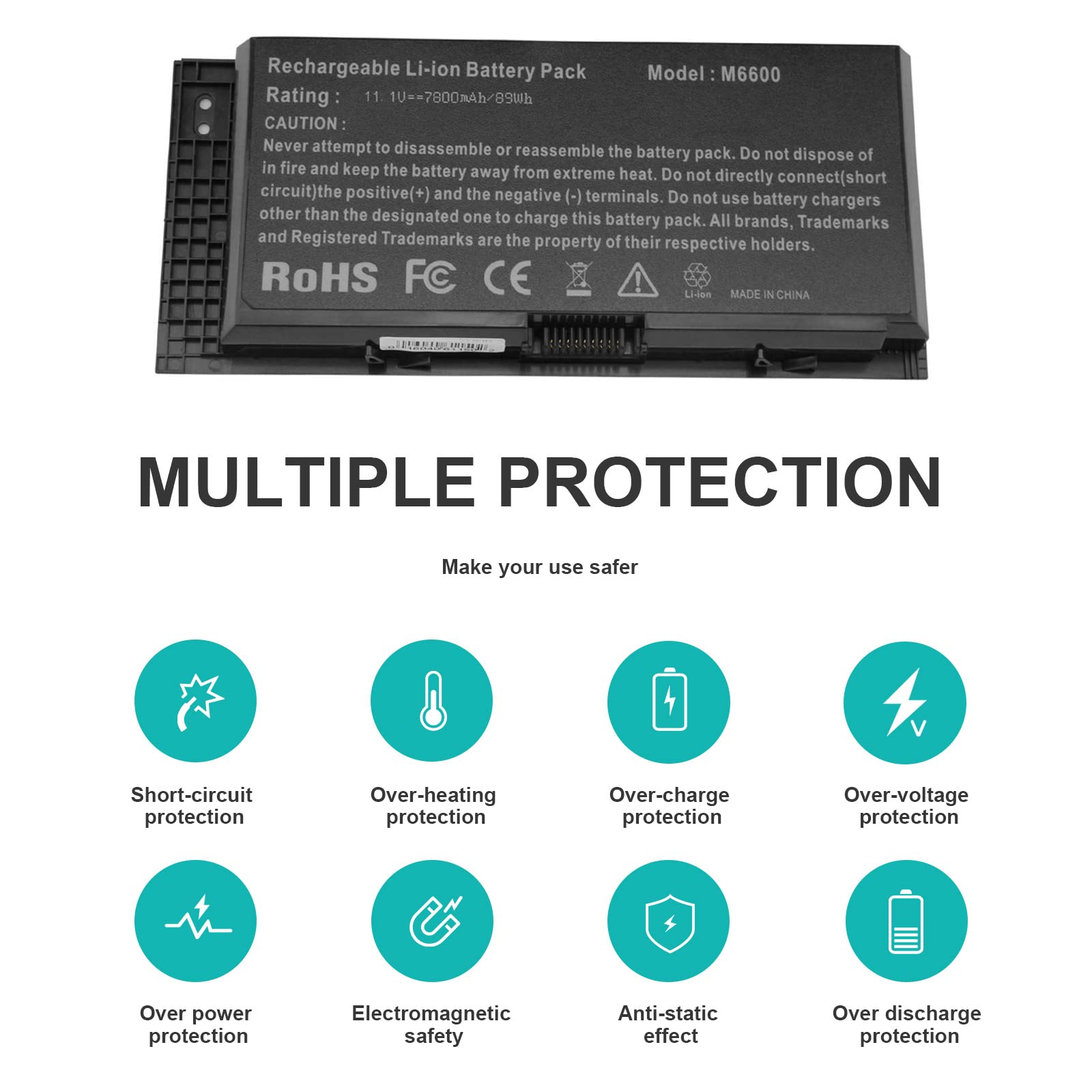 Futurebatt M6600 Laptop Battery for Dell Precision M4600 M4700 M6600 M6700 M6800 Li-ion 89Wh 11.1V