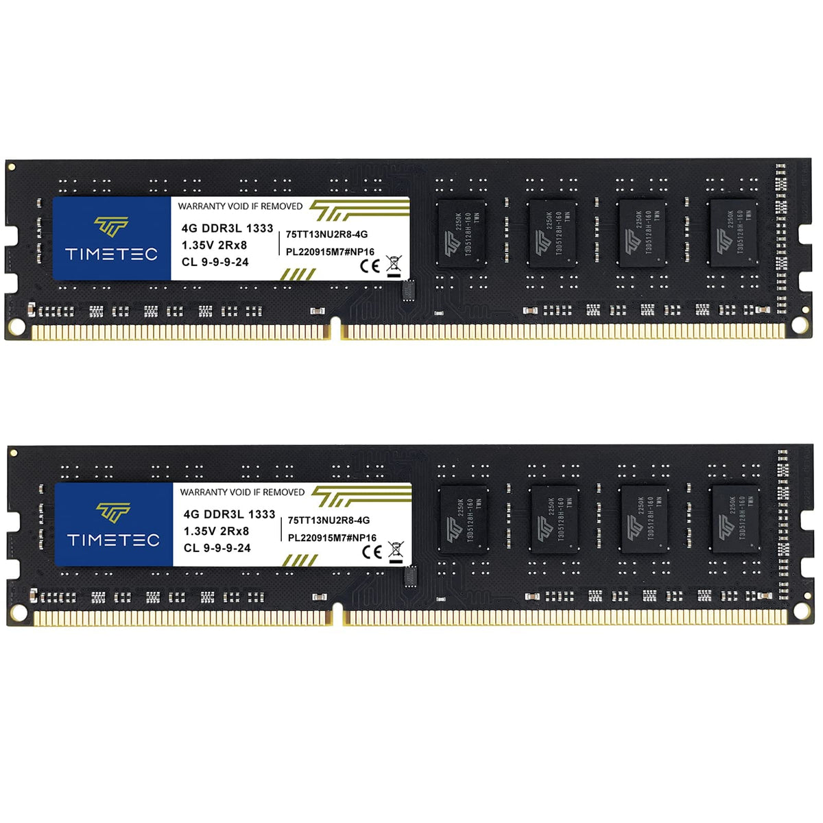 Timetec 8Gb Kit(2X4Gb) Ddr3 / Ddr3L 1333Mhz Pc3-10600 Non-Ecc Unbuffered 1.5V / 1.35V Cl9 2Rx8 Low Density Dual Rank 240 Pin Udimm Desktop Pc Computer Memory Ram Module Upgrade (8Gb Kit(2X4Gb))