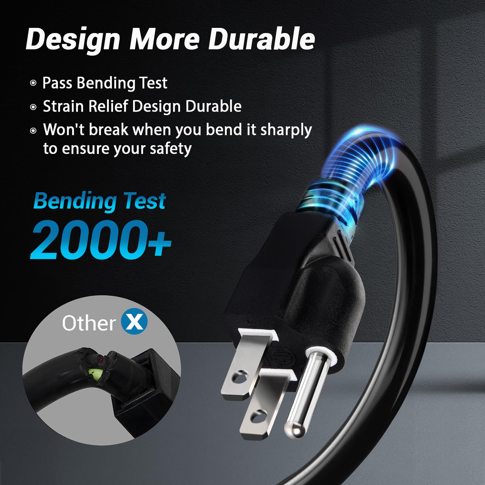 Yotiger 1 To 4 Splitter Extension Cord, Max 33.3 Ft End To End (43 Ft Total), 3 Prong Plug With 4 Extended Outlets, 16Awg/3C Sjt