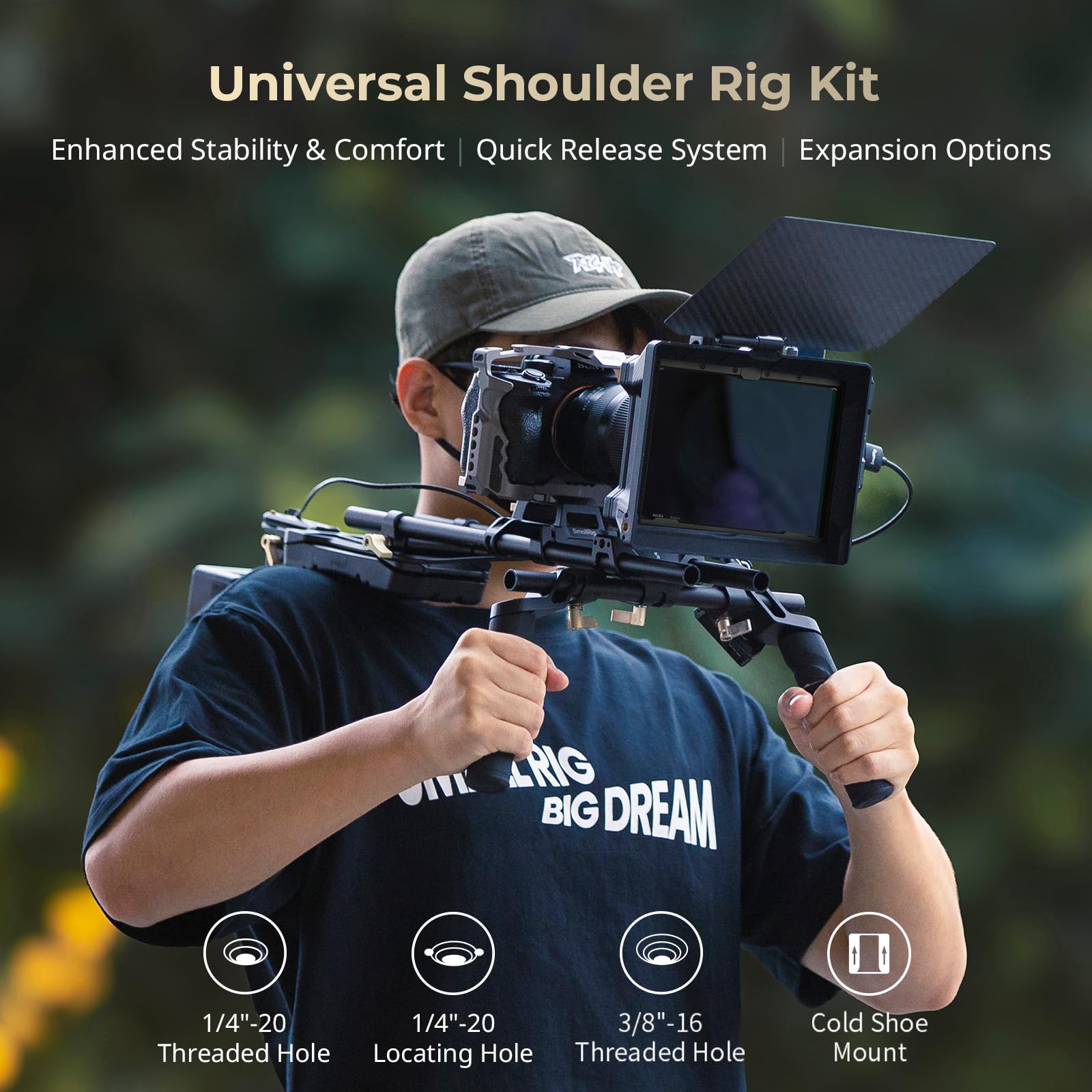 Smallrig Shoulder Rig Kit (Classic Version), Dual Handles 15Mm Rods, Universal Shoulder Mount Video Rig With Quick Release For A