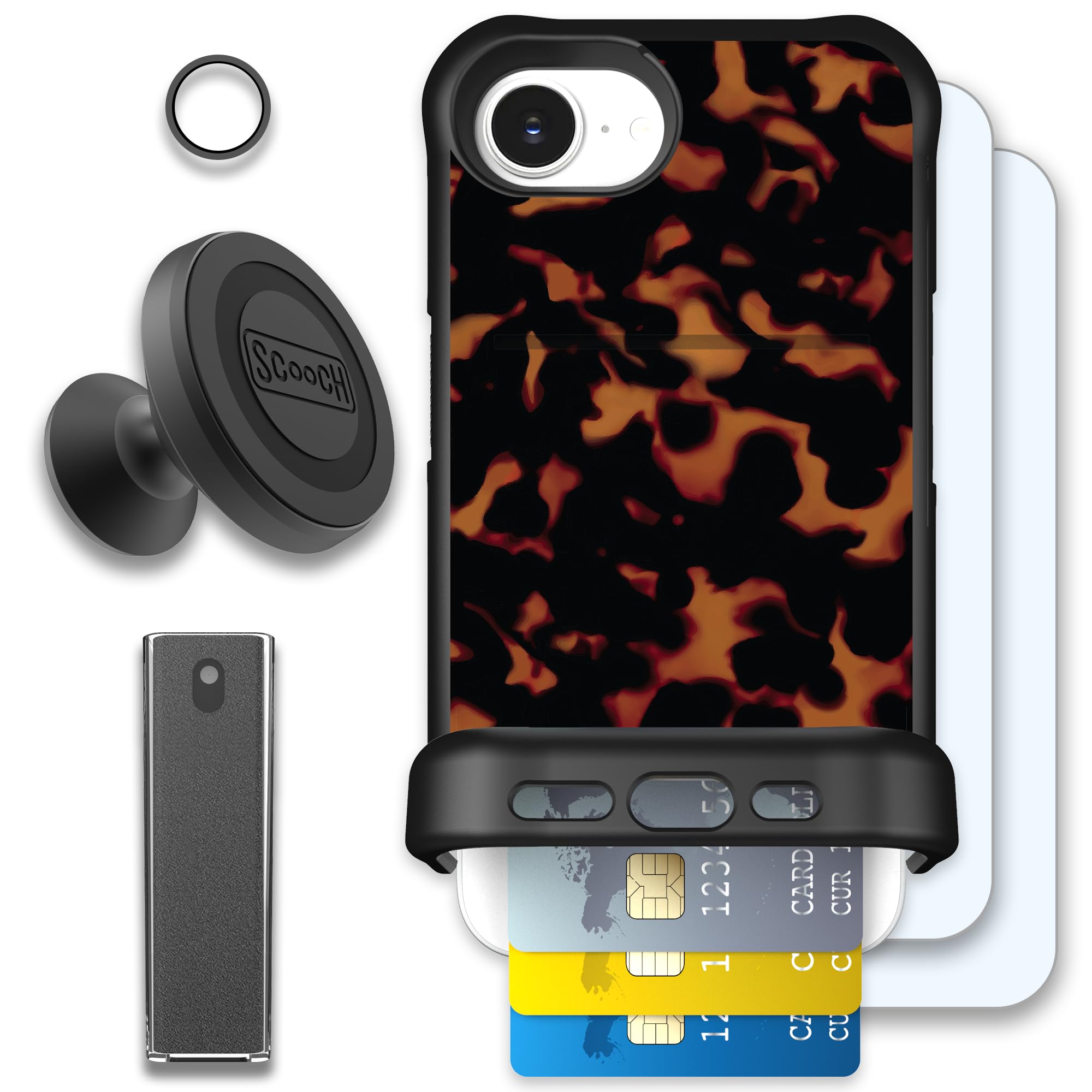 Scooch Wingmate for iPhone 17e/16e [Defender Bundle] with 2 Tempered Glass Screen Protectors, Camera Lens Protector, Wingmount, 