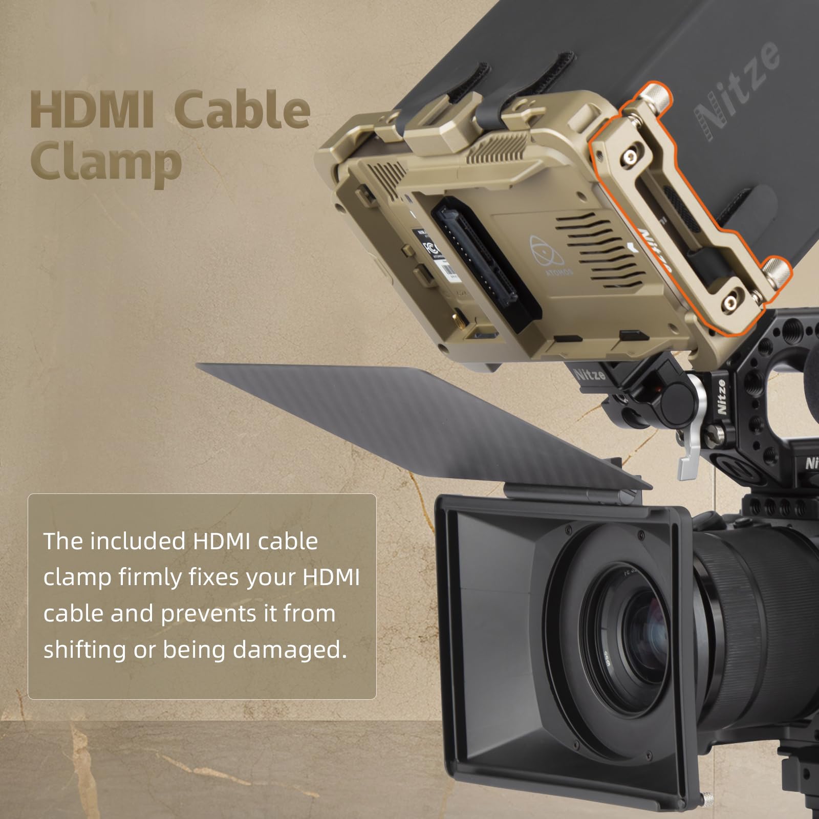 Nitze Cage Kit For Atomos Ninja/Ninja Ultra/Ninja V/Ninja V Plus/Shinobi/Zato Connect Monitor With Hdmi Cable Clamp And Pu Sunho