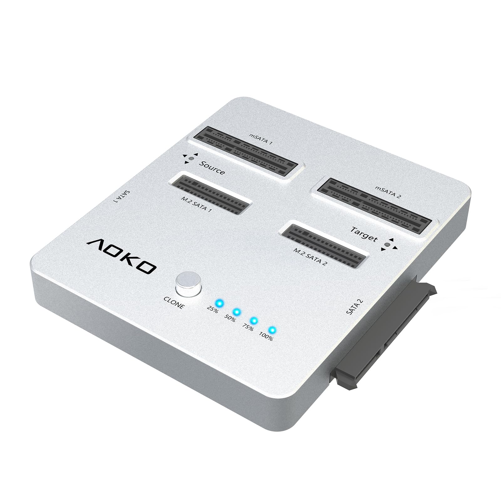 Aoko Dual Bay Hard Drive Docking Station For Sata 2.5/3.5 Ssd/Hdd And Msata Ssd & M.2 Sata Ssd With Offline Clone Function(Nvme