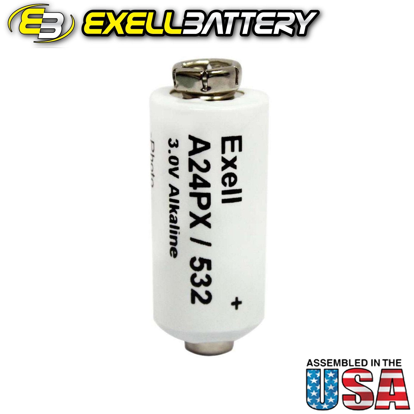 Exell Battery A24Px 3V Alkaline Battery Fits Replaces Polaroid Cameras Models: 103, 104, 125, 135, Polaroid 215, V24Px, Rpx24, A
