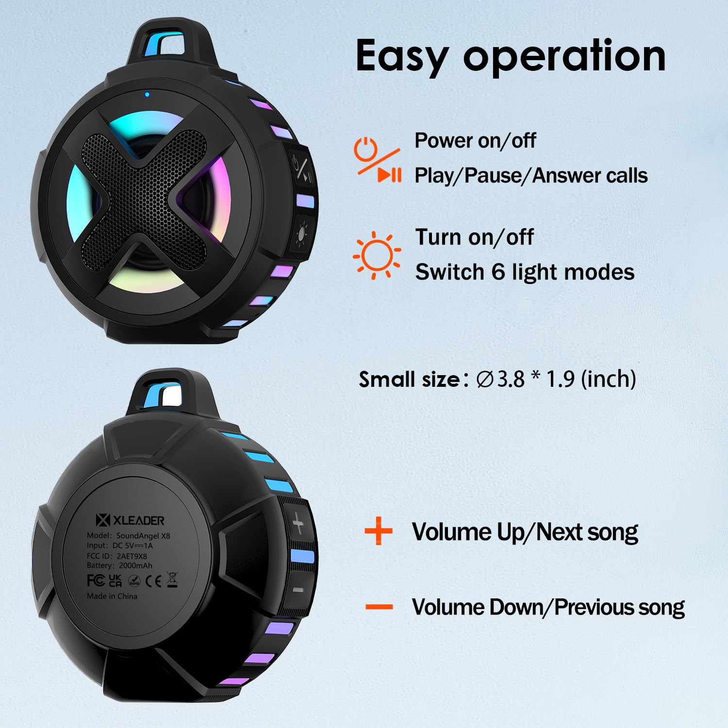 Upgraded, Bluetooth Speaker, Shower Speaker, Certified Ip67 Waterproof, Silicone Case, 10W Pro Sound & Deep Bass, 24Hrs Playtime