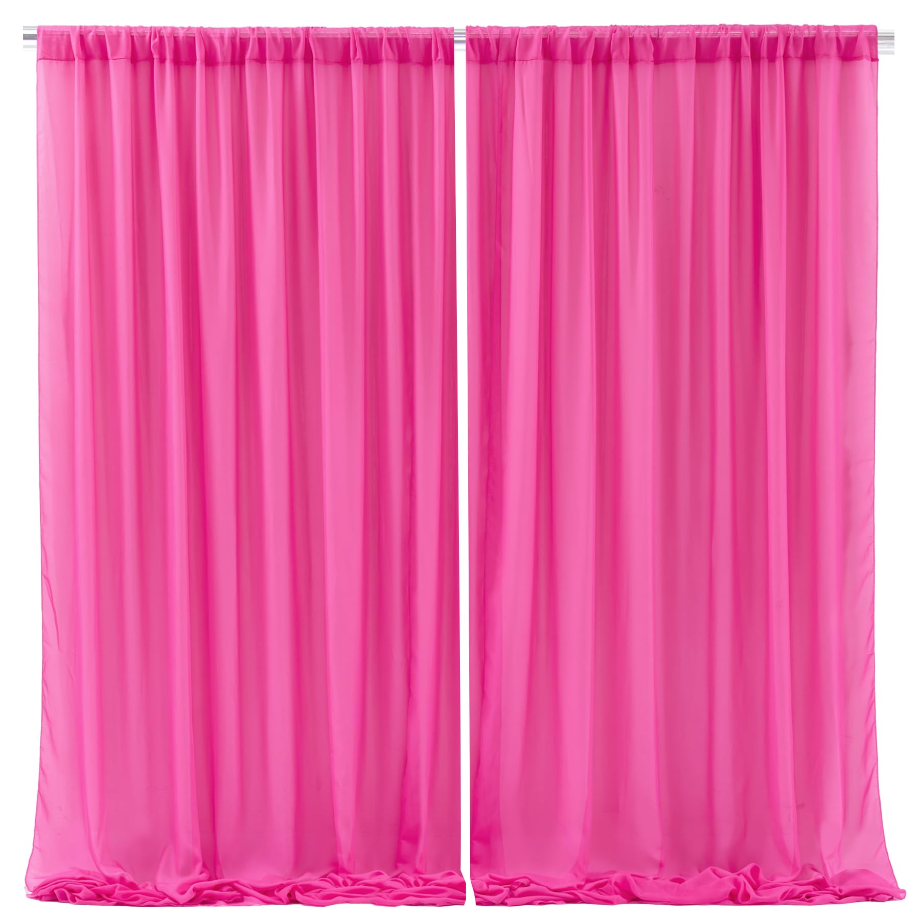 10Ft X 10Ft Hot Pink Backdrop Curtains, Wrinkle Free Sheer Chiffon Fabric Backdrop Drapes For Wedding Arch Party Ceremony Stage