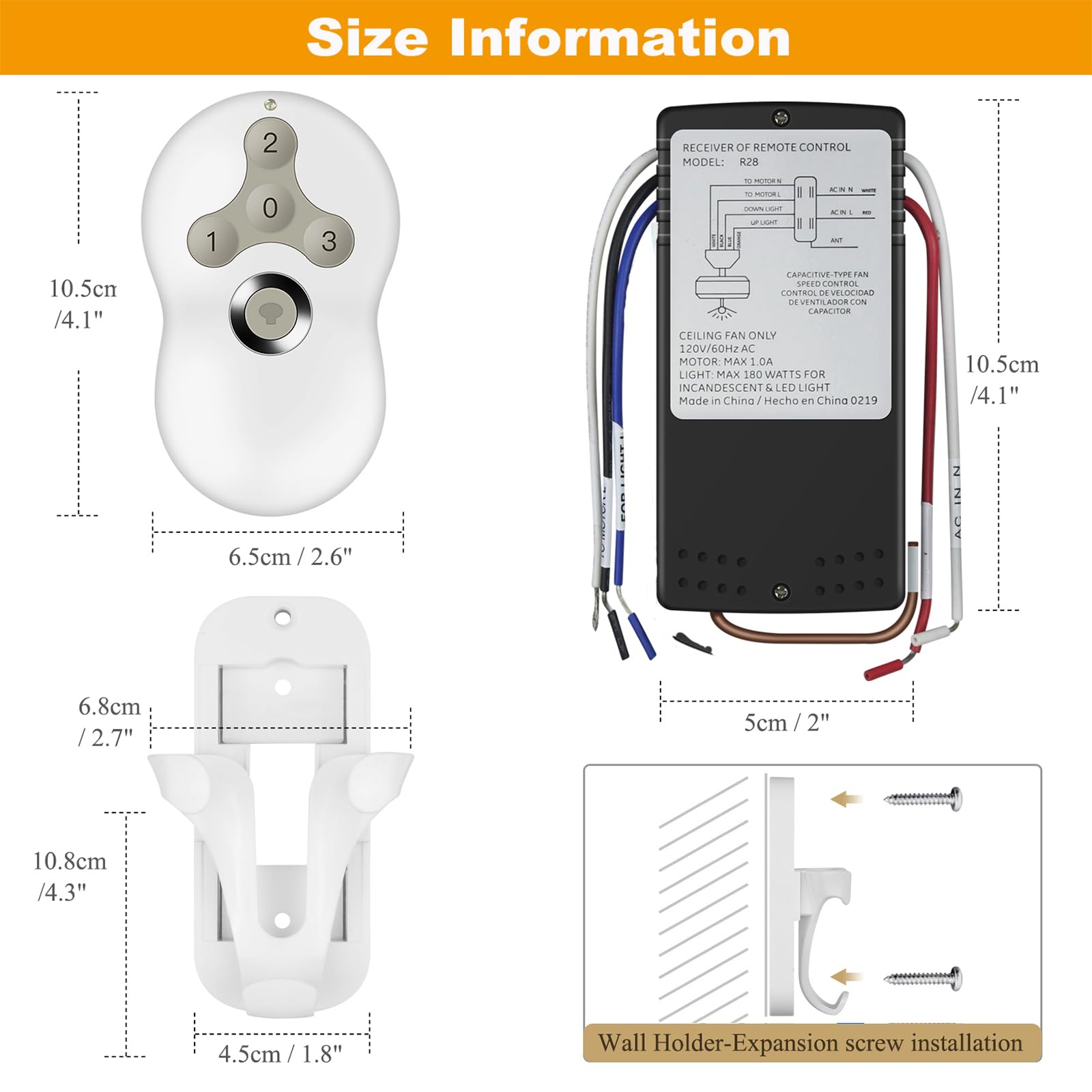 Breeze Bay Universal Ceiling Fan Remote Control And Receiver Kit Compatible With Hunter 99122 99123 99600 99770 99813 99392,3 Sp