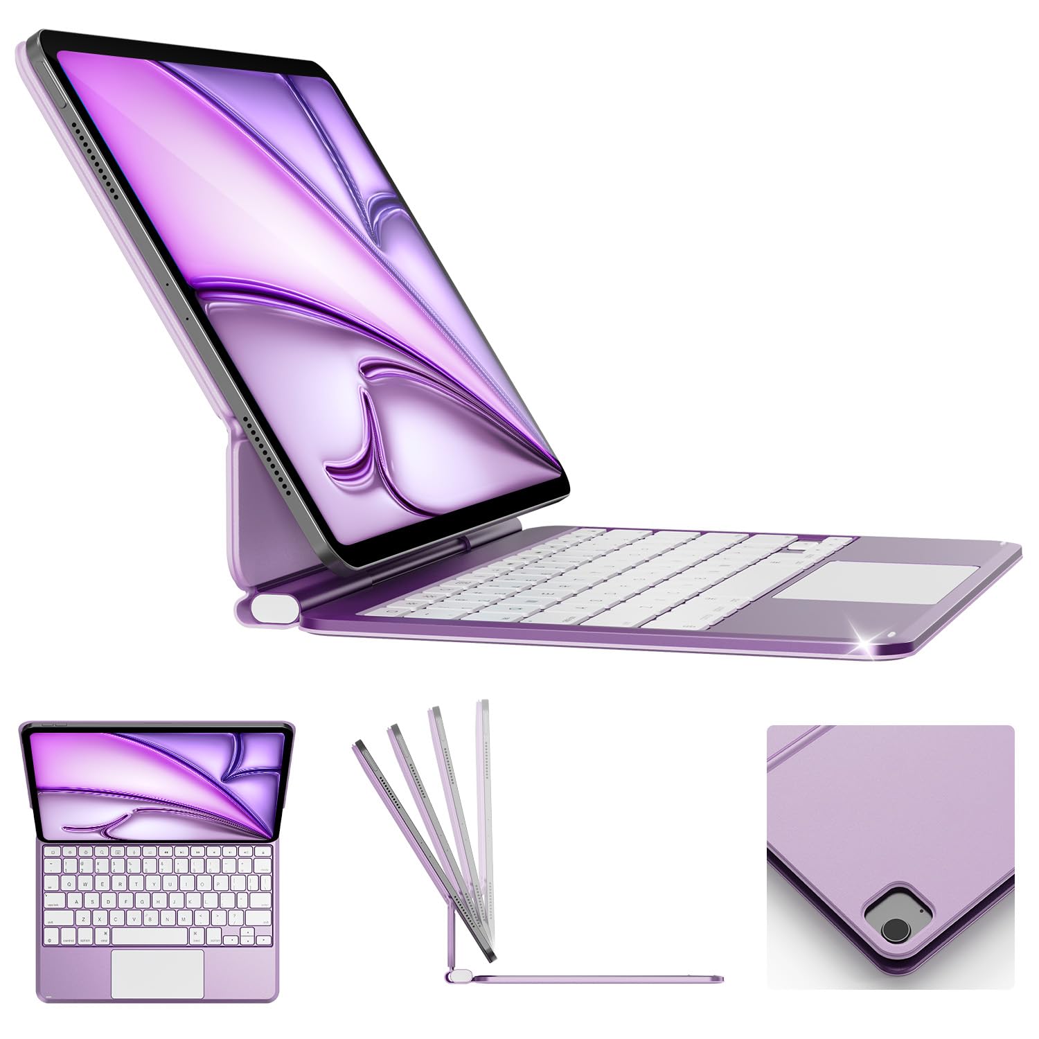 BOBOLEE Slim Aluminum Keyboard Case for iPad Air 11 / Pro 11 Inch, Purple
