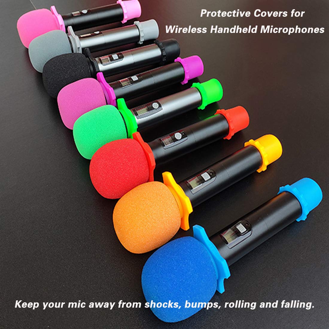 Tunan 9Pcs Handheld Microphone Protection, Silicone Ring, Bottom Rod Sleeve Holder, Windscreen Foam Cover For Ktv Device, Shakep