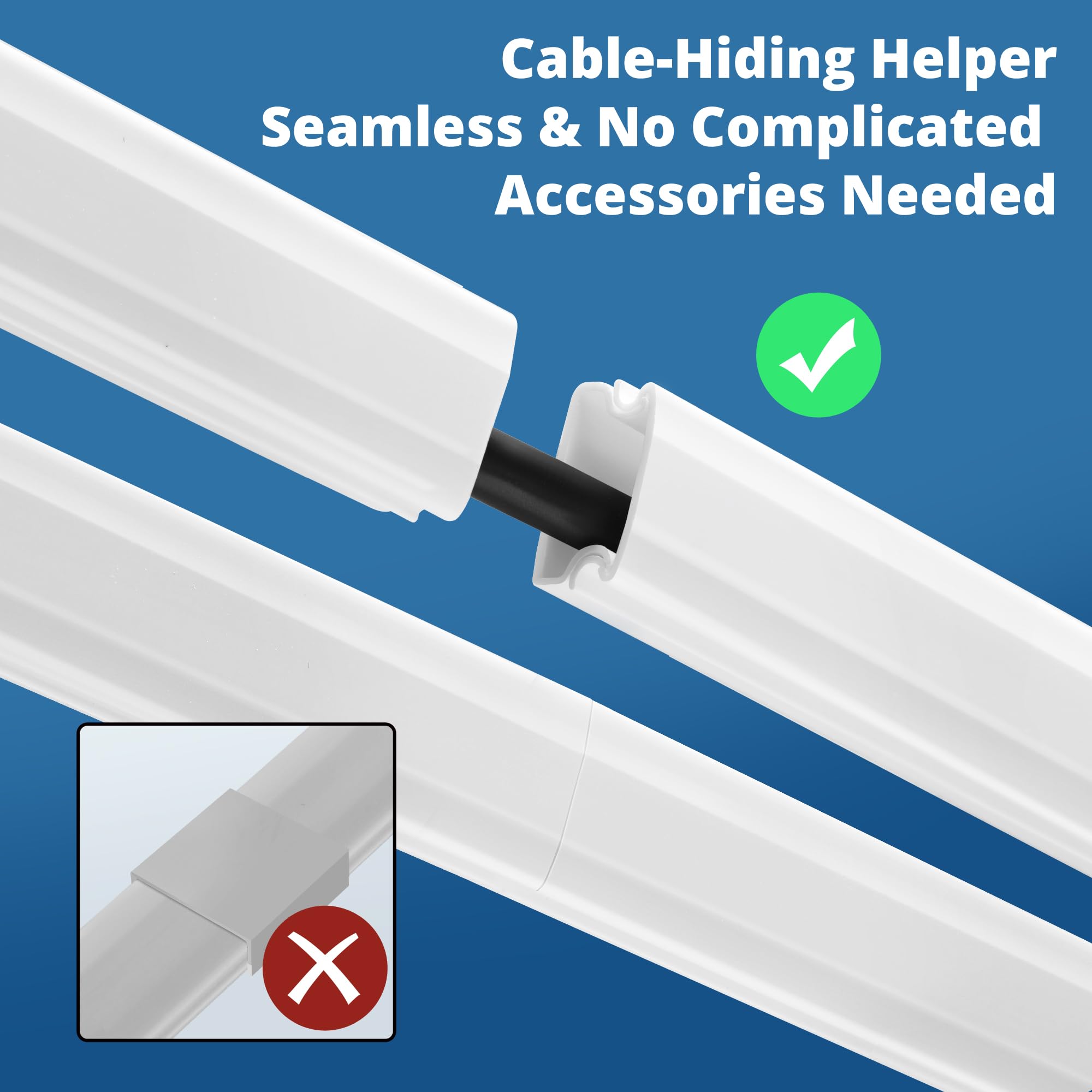 136In Cord Hider For Wall Mount Tv, White Wire Covers For 1 Mini Cords, Yclyc 8Pack Cable Hider Kit, Paintable Power Wall Cord C