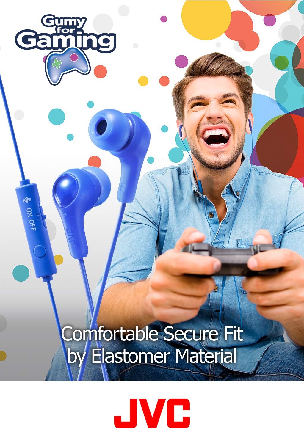 Jvc Gumy Gamer, In Ear Earbud Headphones With Mic, Remote, And Mute Switch For Gaming And Chatting, Powerful Sound, Comfortable