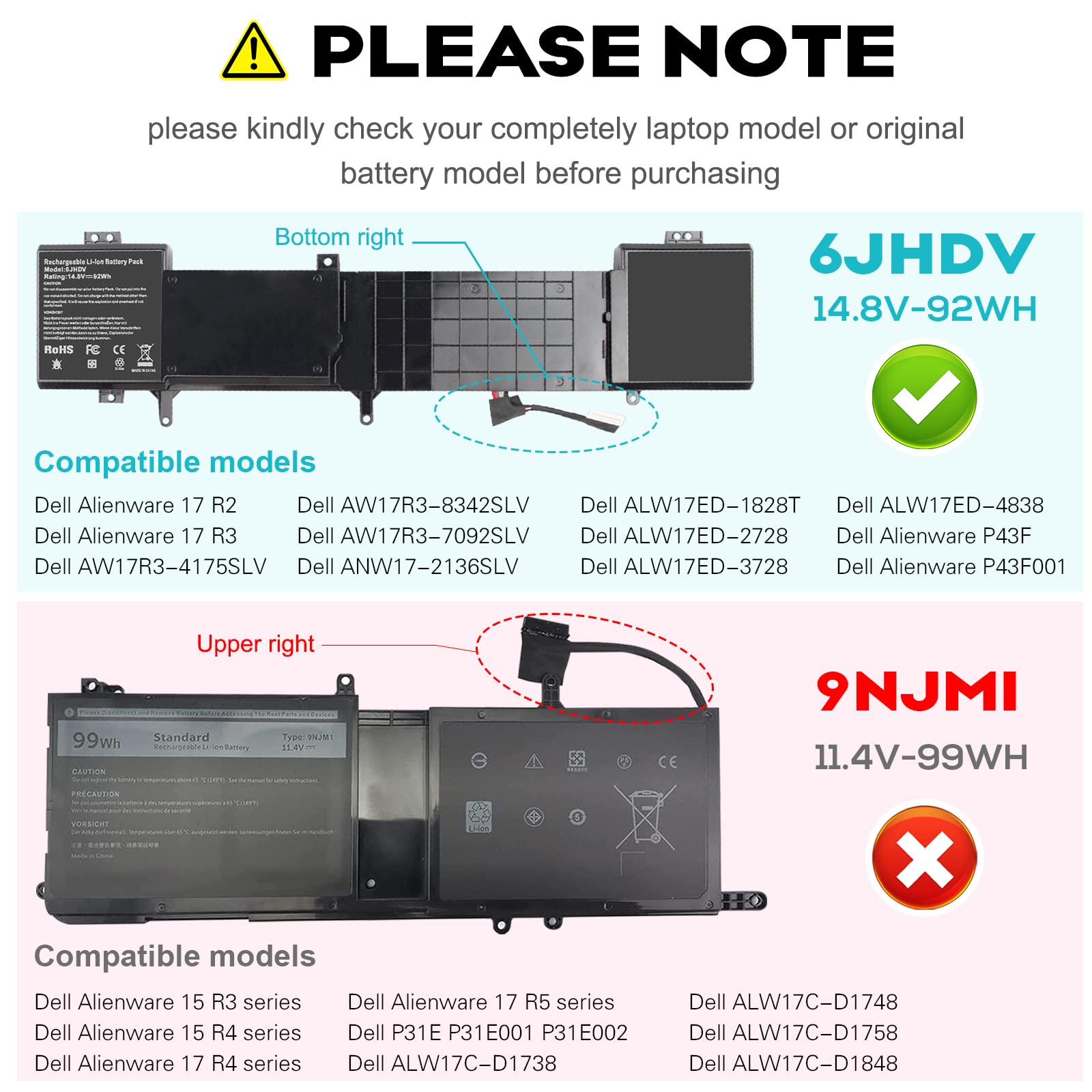 Fancy Buying 8 Cell 92Wh 6Jhdv Notebook Battery For Dell Alienware 17 R3 P43F002 R2 P43F001 Alw17Ed 1728 2728 3728 3828 4718 473