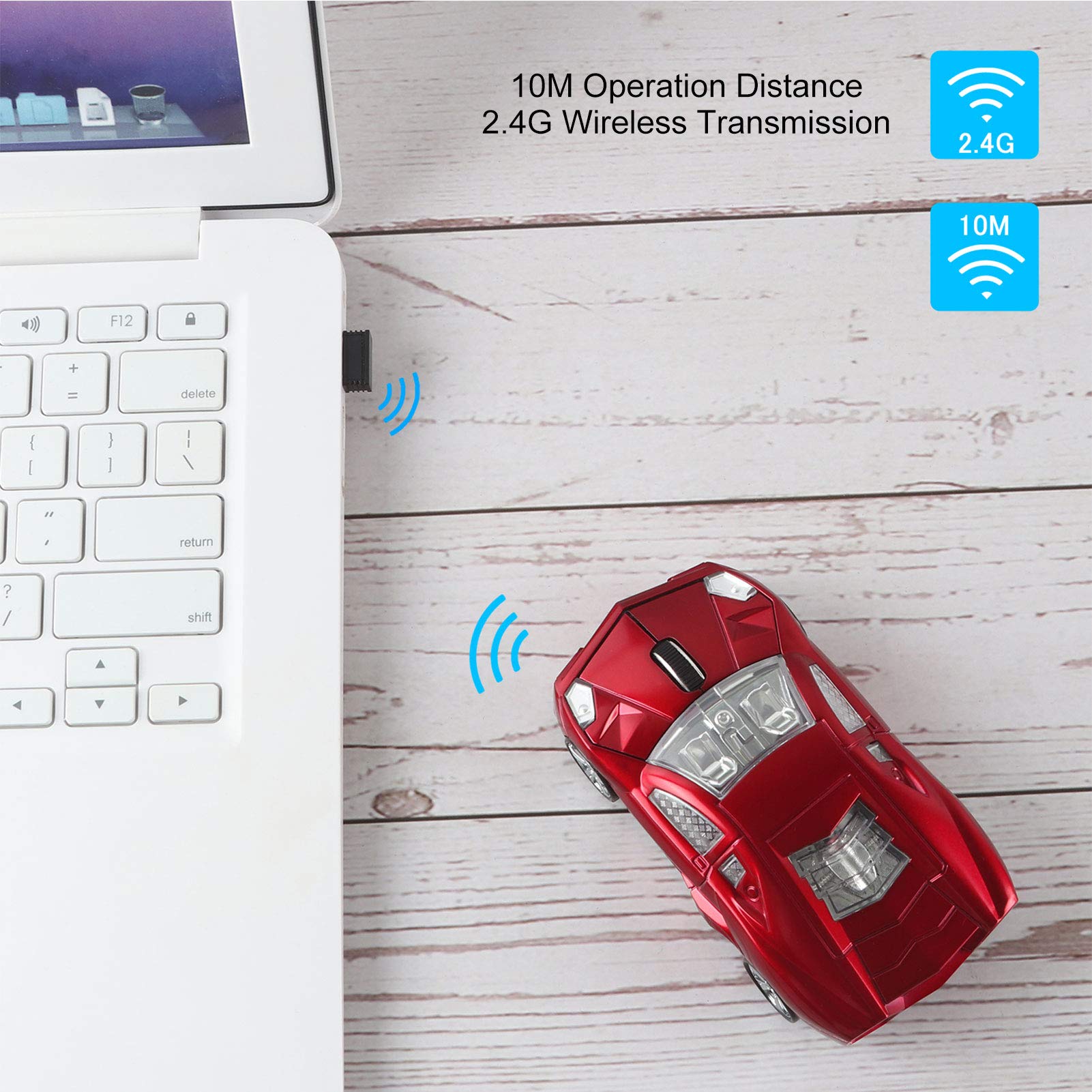 Chuyi Cool Sports Car Shaped Wireless Mouse 1600Dpi Cordless Optical Mice With Usb Receiver For Office School Home Travel, For P