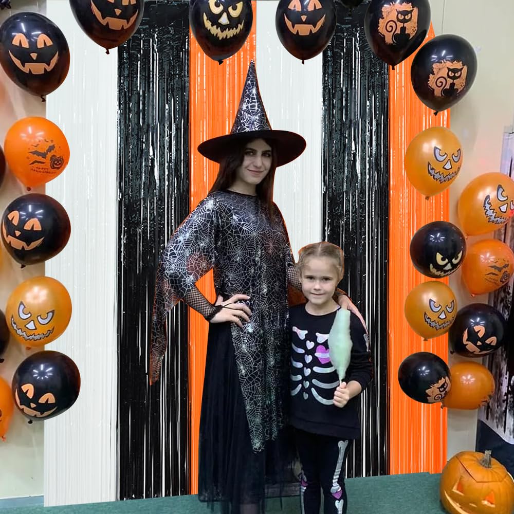 3 Pack Tinsel Curtain Party Streamers Backdrop Halloween, Door Streamers Fringe Foil Curtain Backdrop Curtain For Halloween Part