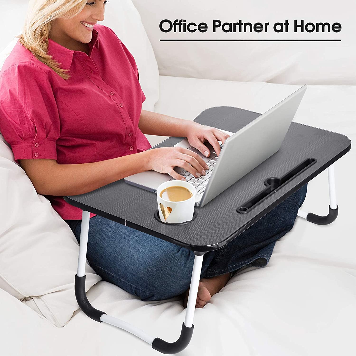 Foldable Bed Table For Laptop,Laptop Desk Table Stand For Bed,Laptop Bed Tray Table With Storage Drawer Cup Holder, Portable Lap