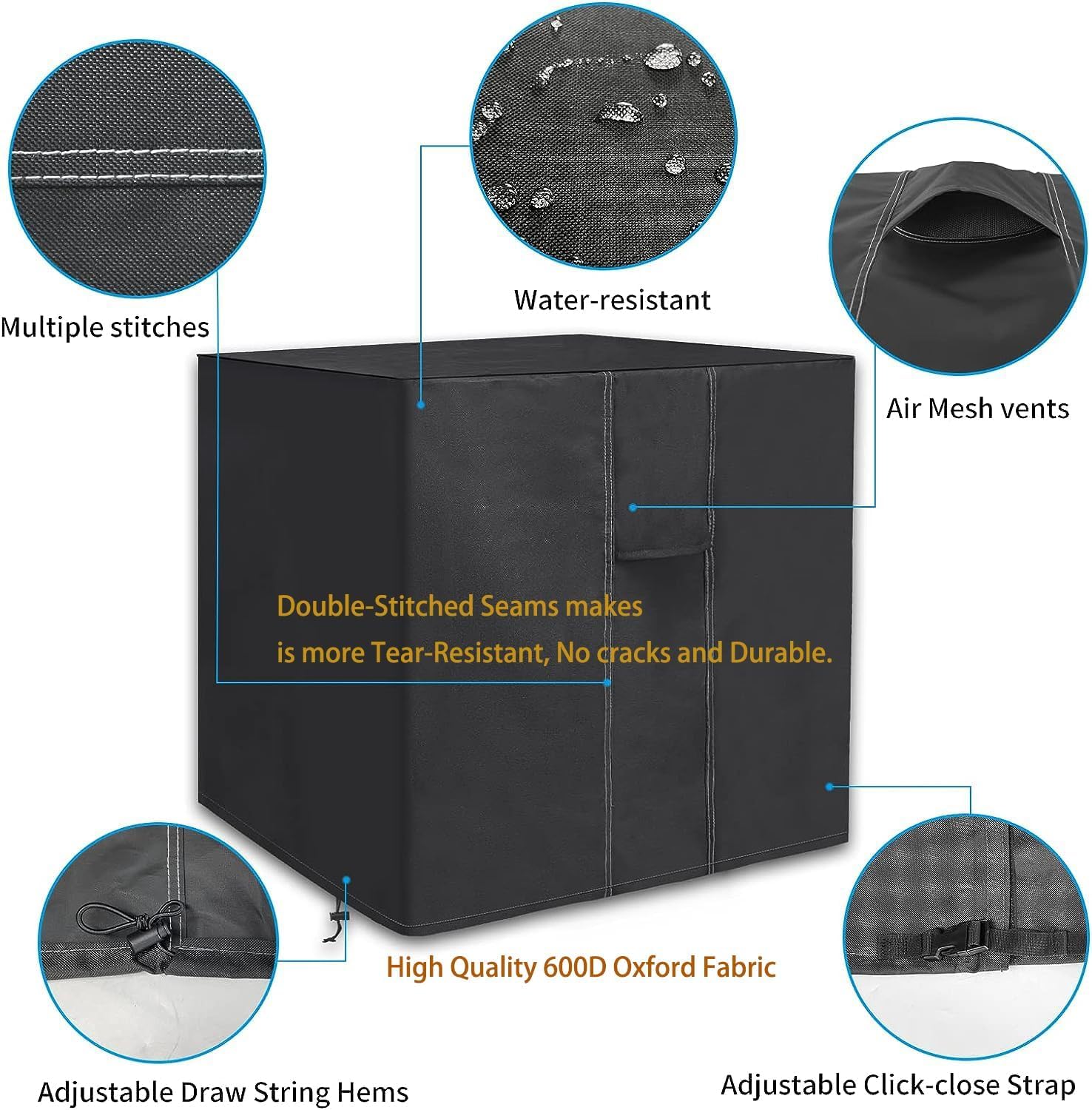 Adamoss Air Conditioner Covers For Outside Units Durable,Ac Covers For Outside 600D Water Resistant Fabric Windproof Design  Squ