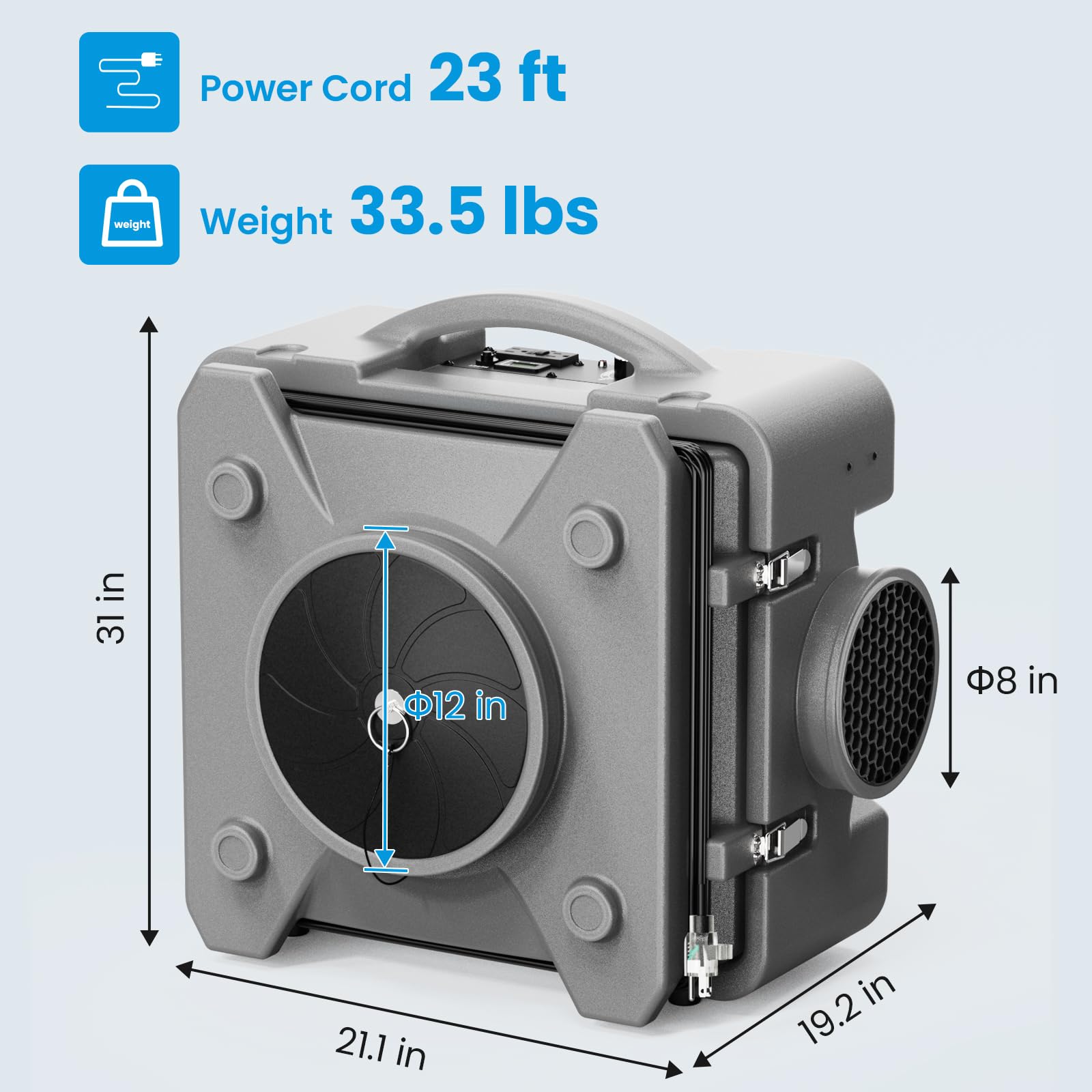 Cadpxs Shield 550 Negative Machine Airbourne Cleaner Hepa Scrubber Water Damage Restoration Equipment Air Purifier, Air Scrubber
