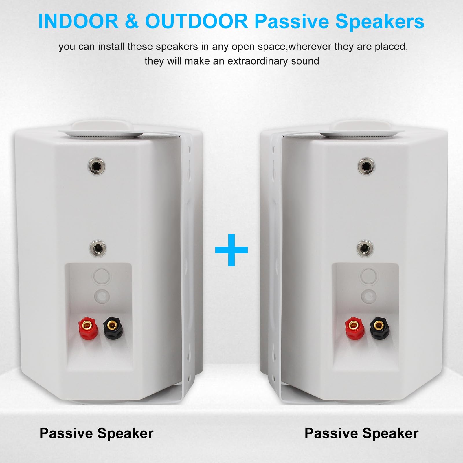 Herdio Indoor Outdoor Speakers Waterproof Wired 200 Watt With Powerful Bass,Wall Mount Speakers For Patio Garage Covered Deck