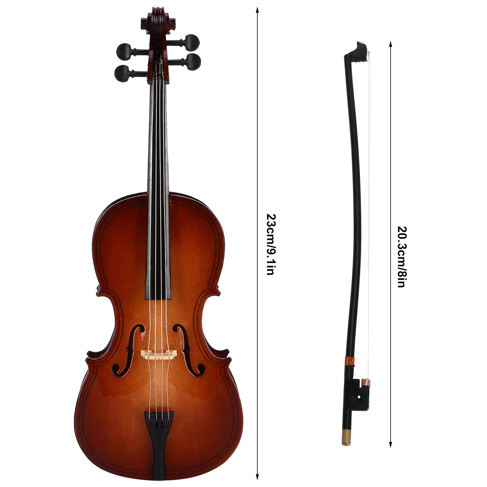 Mini Cello Model Ornament, Miniature Cello With Case Desk Display Bass Musical Instrument Wooden Decoration Delicate Gift Home D
