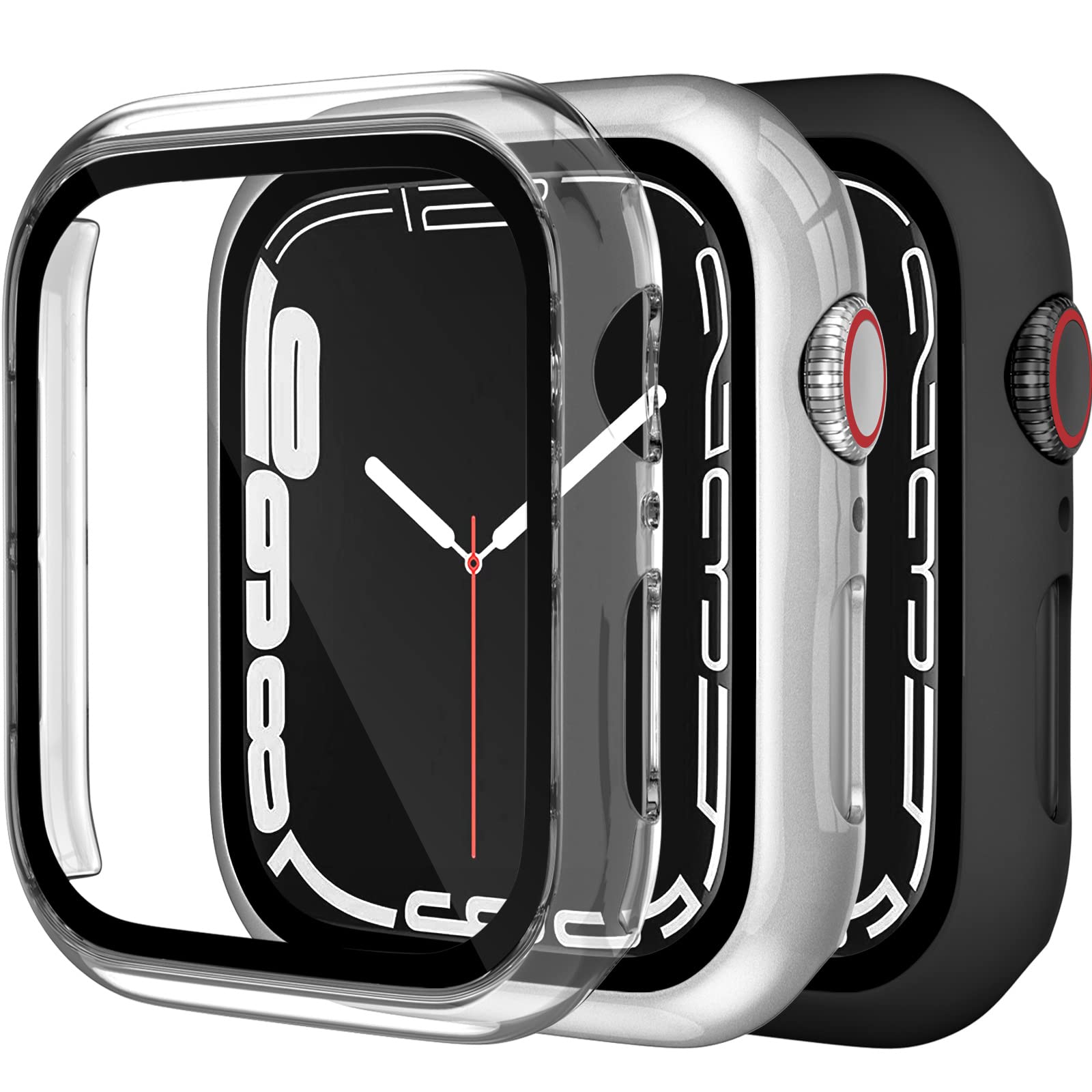 Charlam Compatible With Apple Watch Case 45Mm Series 9 8 7 With Tempered Film Screen Protector,All Around Hard Pc Bumper Touch S