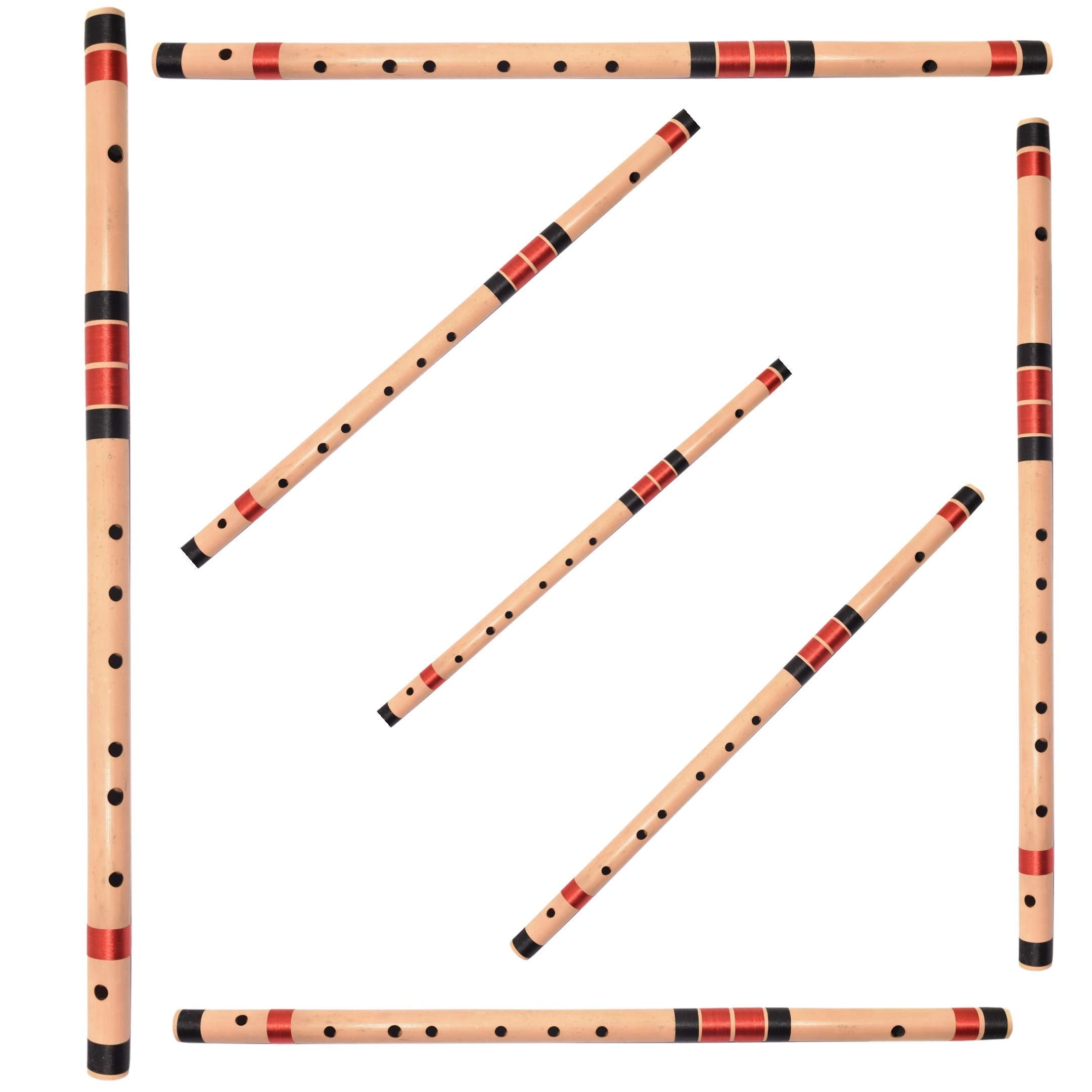 ShivZ Muzic Flutes, Set Of 7 Premium Bansuri, C Natural Medium, Base A, A#, B, G, F & E (With Written Manual & Bag)