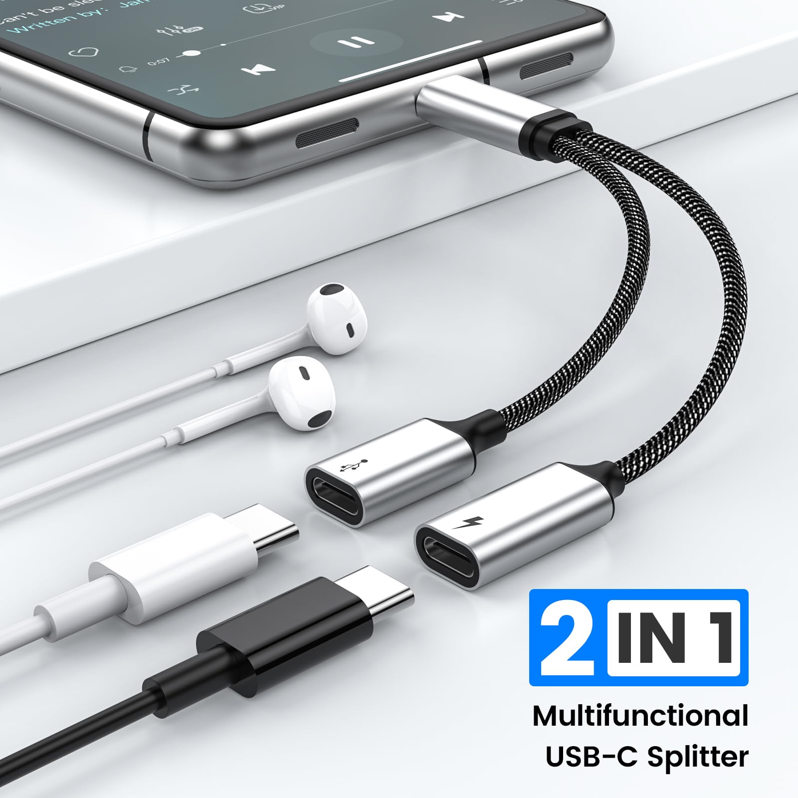 Mogood Usb C Splitter Usb C To Usb C Female Adapter Usb Y Splitter Cable(Not For Monitor)Usb C Male To 2Usb C Female Cord Double Usb C Port Hub Usb C Charging Split Adapter For Mac,Xbox One,Ps5,Quest3