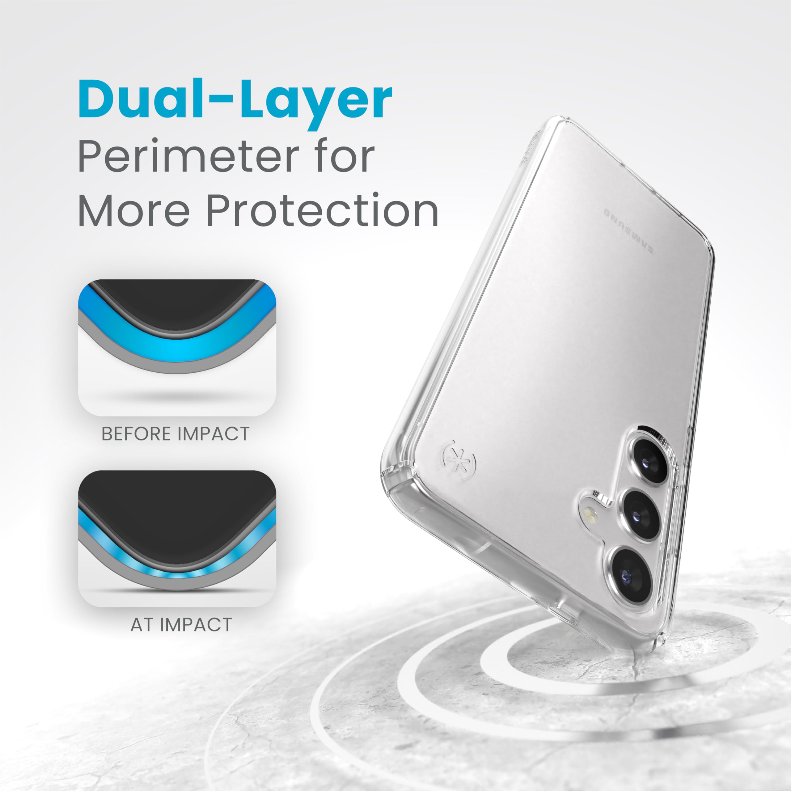 Speck Presidio Perfect Clear Samsung Galaxy S24+ Case   Drop & Camera Protection, Clear Phone Case, Wireless Charging Compatible