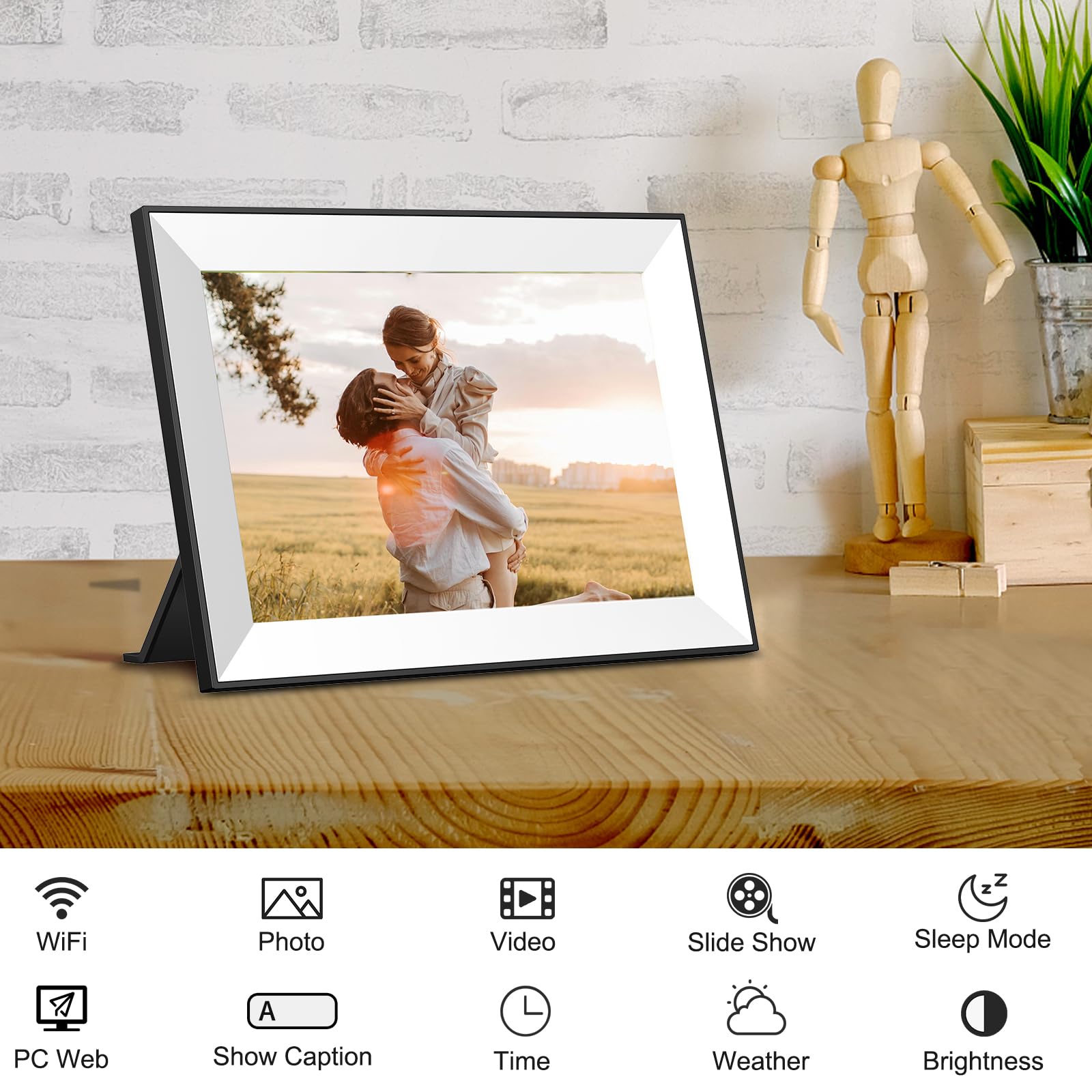 Digital Picture Frame 10.1 Inch Digital Photo Frame Wifi Smart Electronic Frame 16 Gb Ips Touch Screen,Auto Rotate,Easy To Use L
