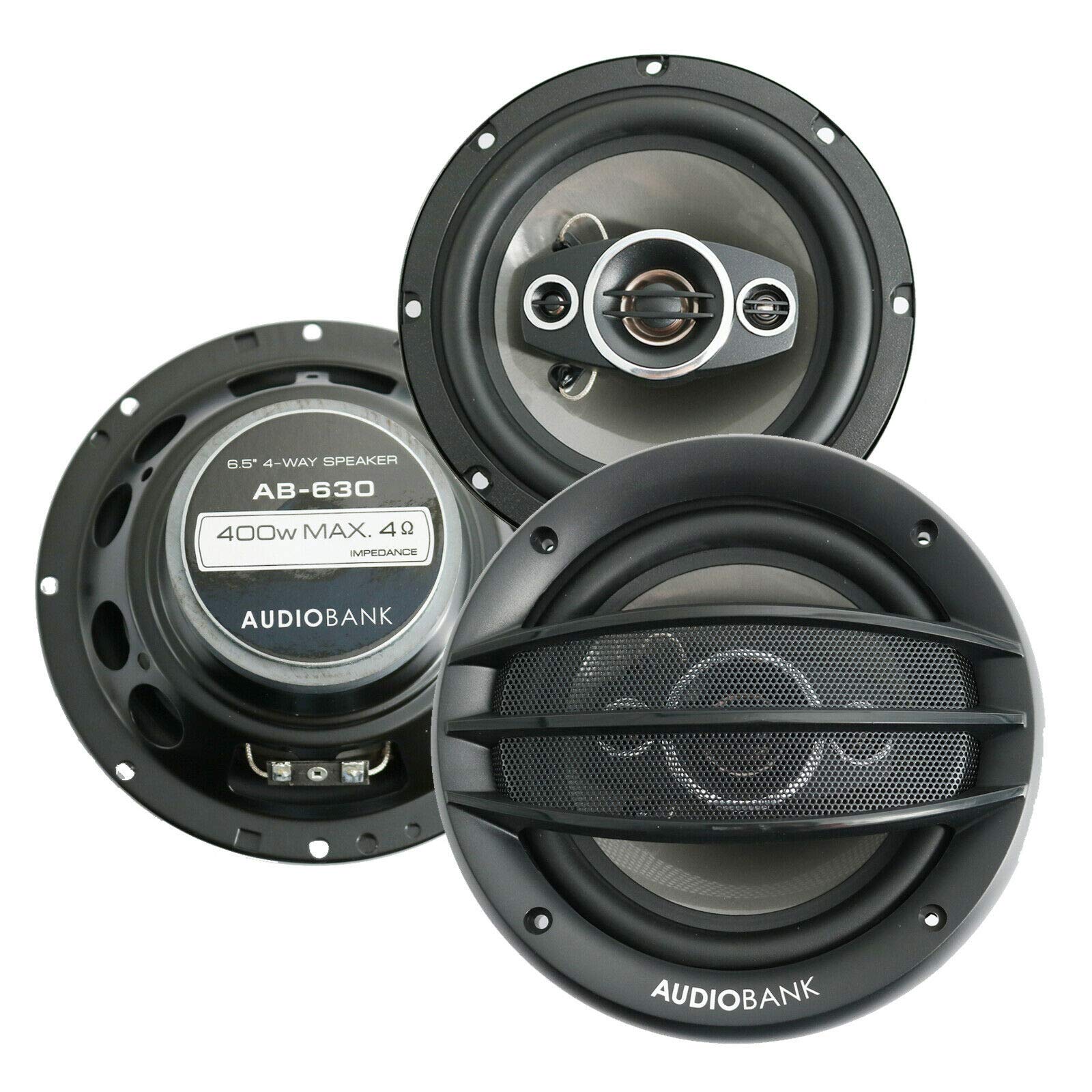 Audiobank 4X Ab 630 800 Watts Power Handling 6.5 Inches 4 Way Car Audio Stereo Coaxial Speakers With Frequency Response: 65 2000
