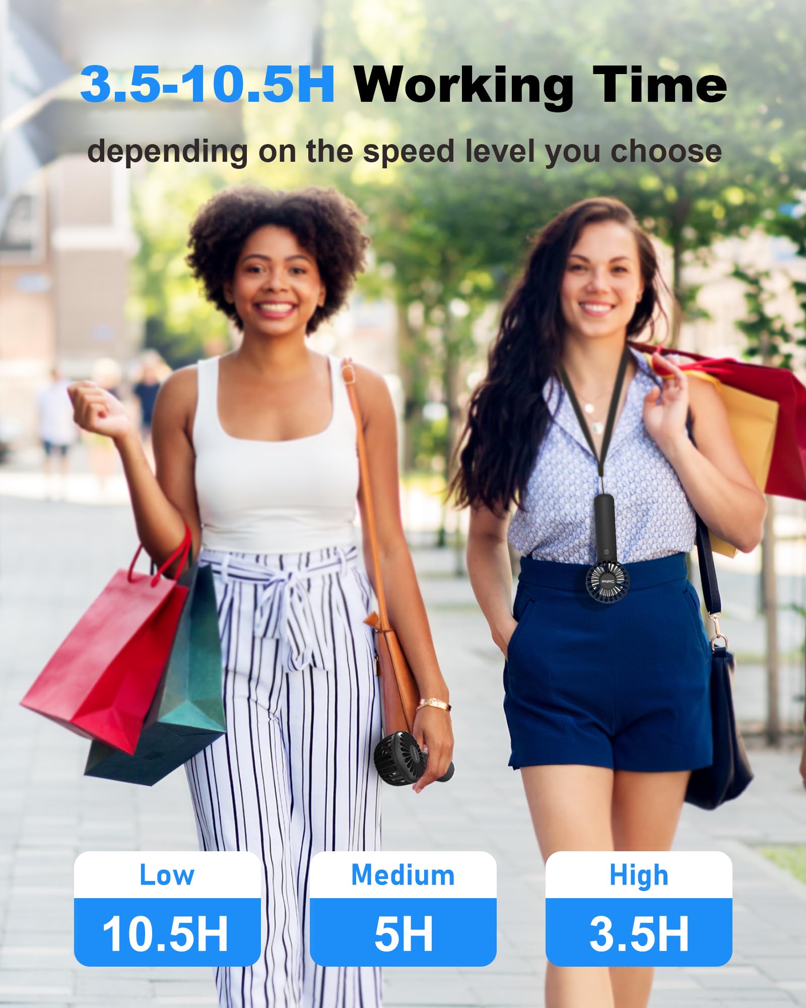 Coohea Handheld Fan Mini Portable Fan 3 Speeds Powerful Personal Fan Usb Rechargeable Battery Lash Fan Small Cooling Fan With Ba