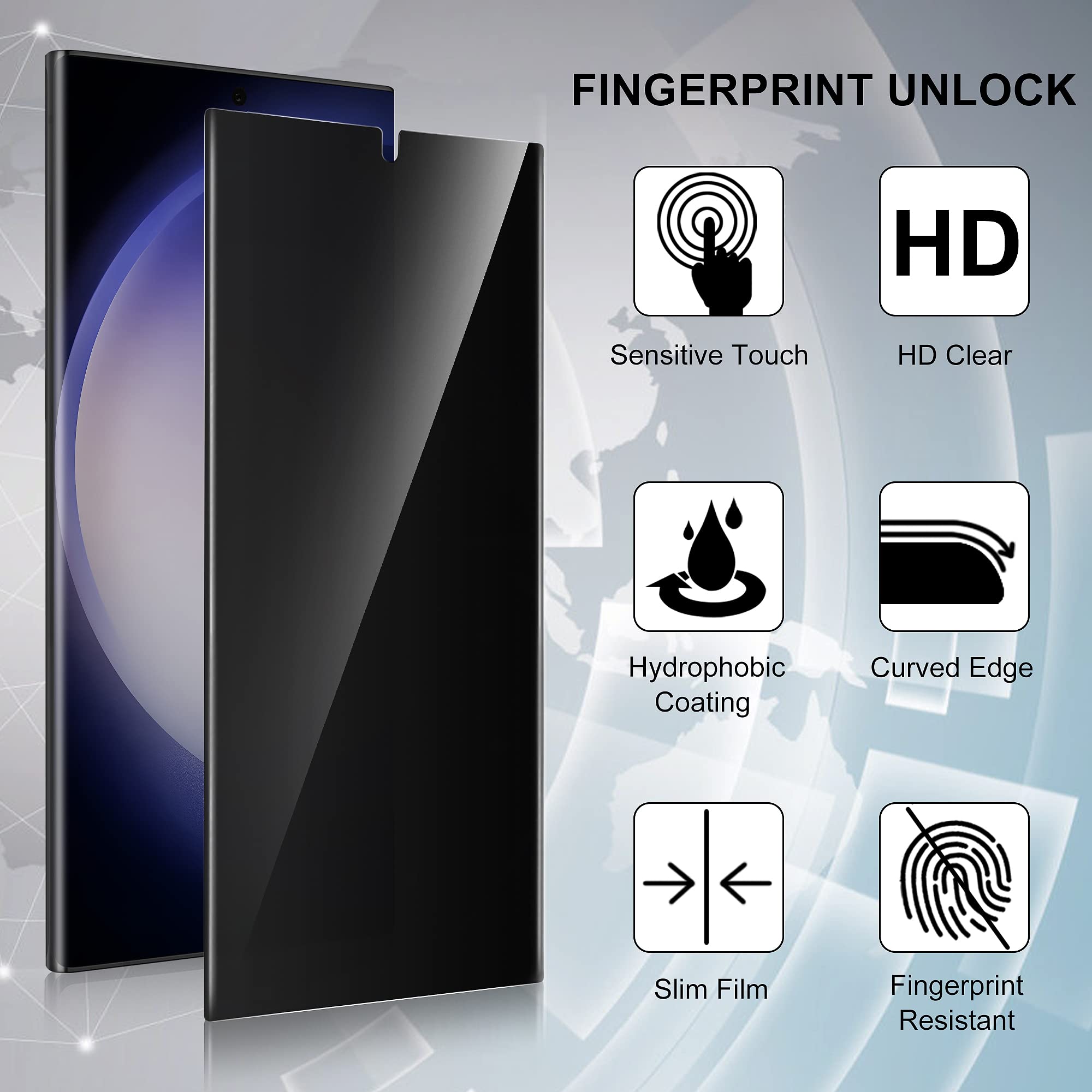 Hokwep [2 Pack] Galaxy S23 Ultra Privacy Screen Protector Compatible With Samsung S23 Ultra 5G, Privacy Flexible Soft Tpu Film [