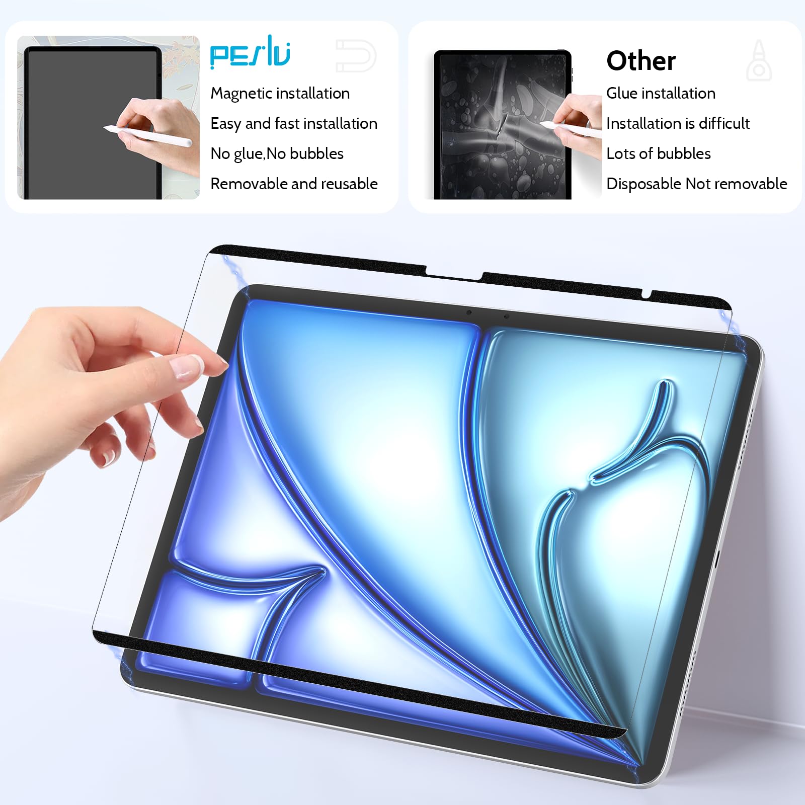 Peslv 2 Pack Magnetic Paperfilm For Ipad Air 6Th 13 Inch 2024, Feel Like Writing Drawing On Paper, Matte Removable Anti Glare Fi