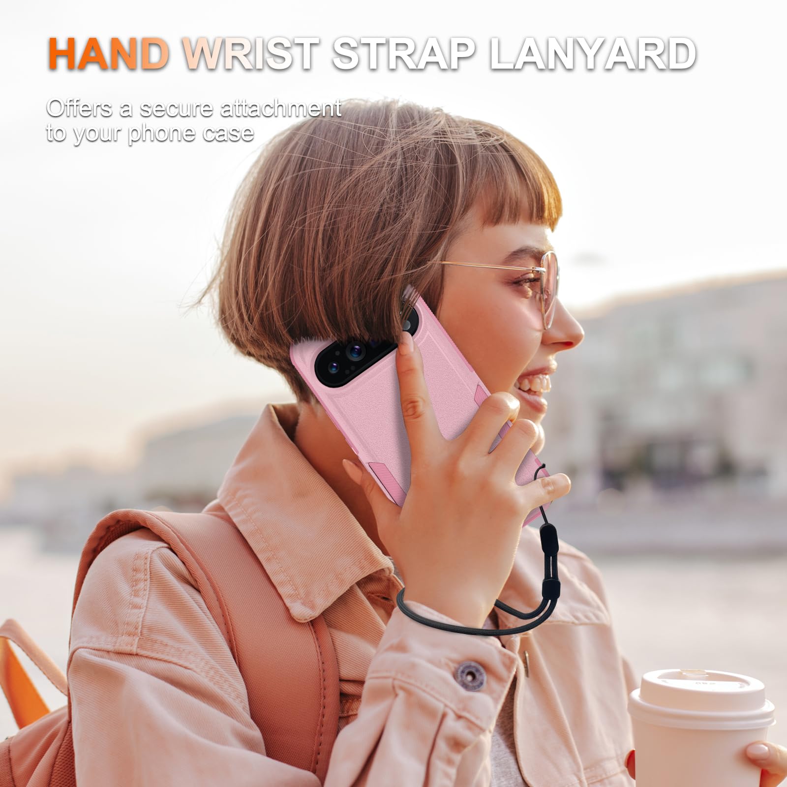 Rmocr Case For Google Pixel 9/9 Pro, Full Body Heavy Duty Rugged Shockproof Protective Phone Cover With Lanyard Strap, Tempered