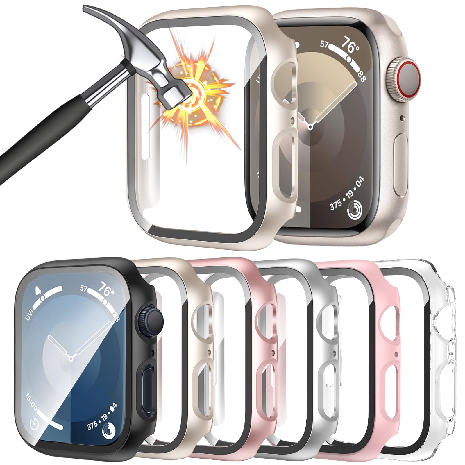 Haanilkyi [6 Pack] For Apple Watch Case Se(2Nd Gen) Series 6 5 4 Se 40Mm With Tempered Glass Screen Protector, Ultra Thin Full C