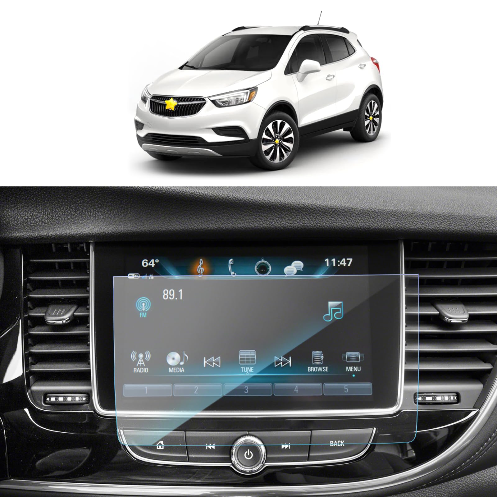 Sktu 2018 2019 2020 2021 2022 Buick Encore Intellilink 8In Screen Protector Foils Navigation Display Tempered Glass 9H Hardness Anti Glare & Scratch Hd Clear Lcd Gps Touch Screen Protective Film