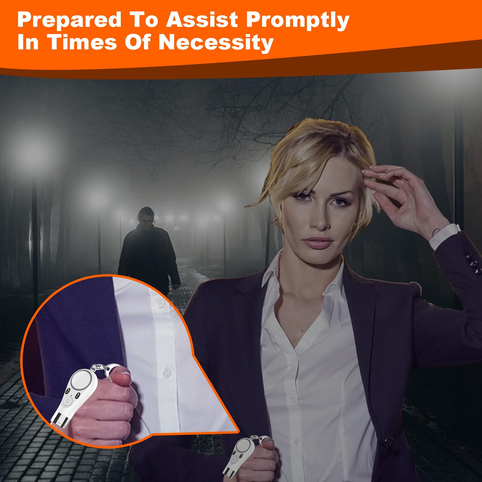 Fuvision Personal Keychain Alarm For Women,Safety Alarm For Kids,Adults,Seniors,135Db Siren Alarm Self Defense With Red And Blue Warming Lights,Sos Emergency And Strobe Led Flashlight(Pink) (White)