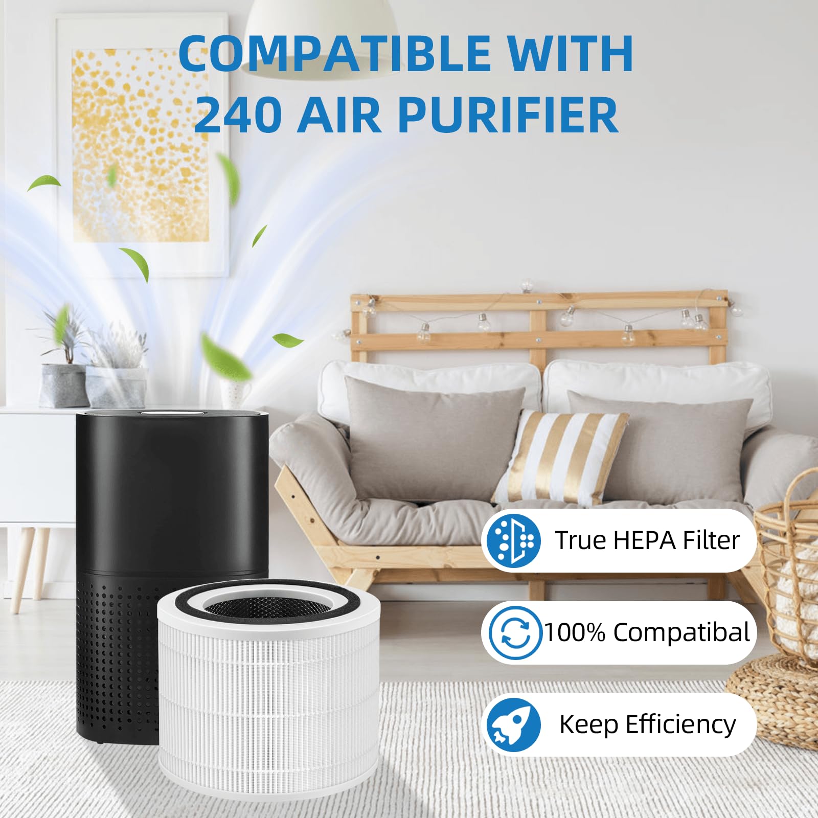 14 True Hepa Filter Replacement Compatible With Puroair 240 Air Purifier, 3 In 1 Hepa 14 Filter With Activated Carbon Filter, 4