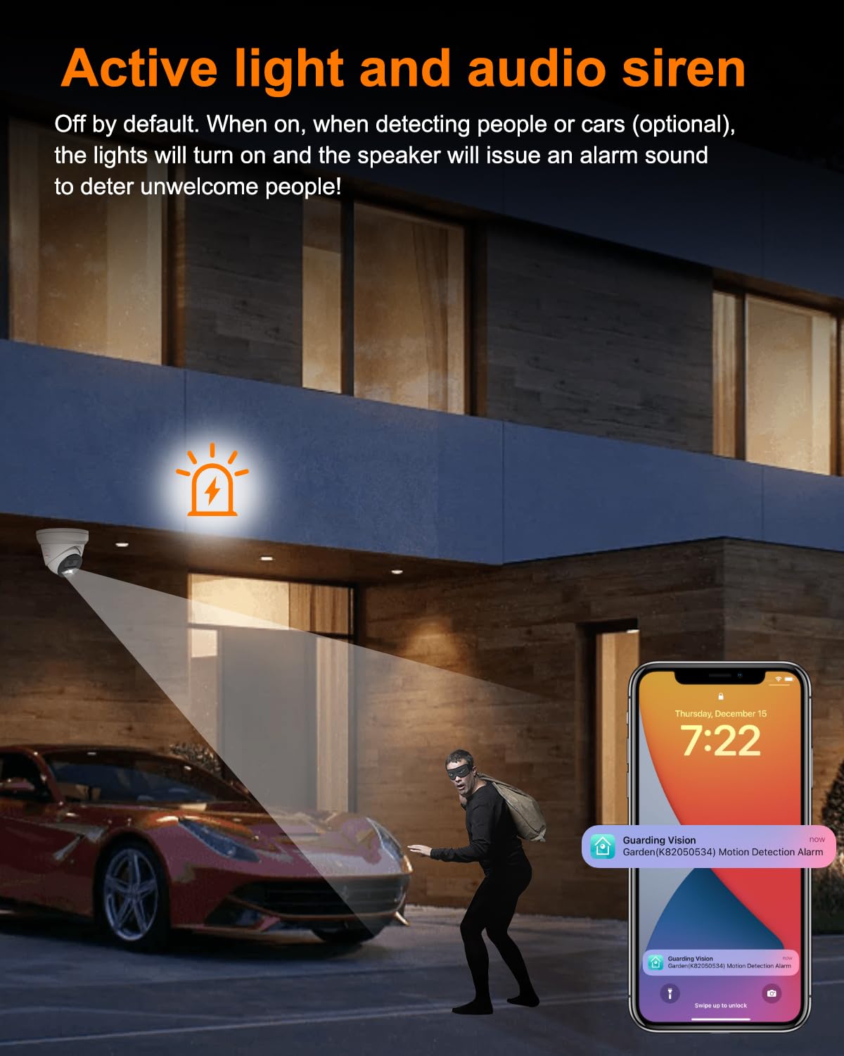 Anpviz 8Mp Ip Poe Camera,Active Deterrence Turret Ip Security Camera Outdoor, 2 Way Audio, Human/Vehicle Detection, Smart Color