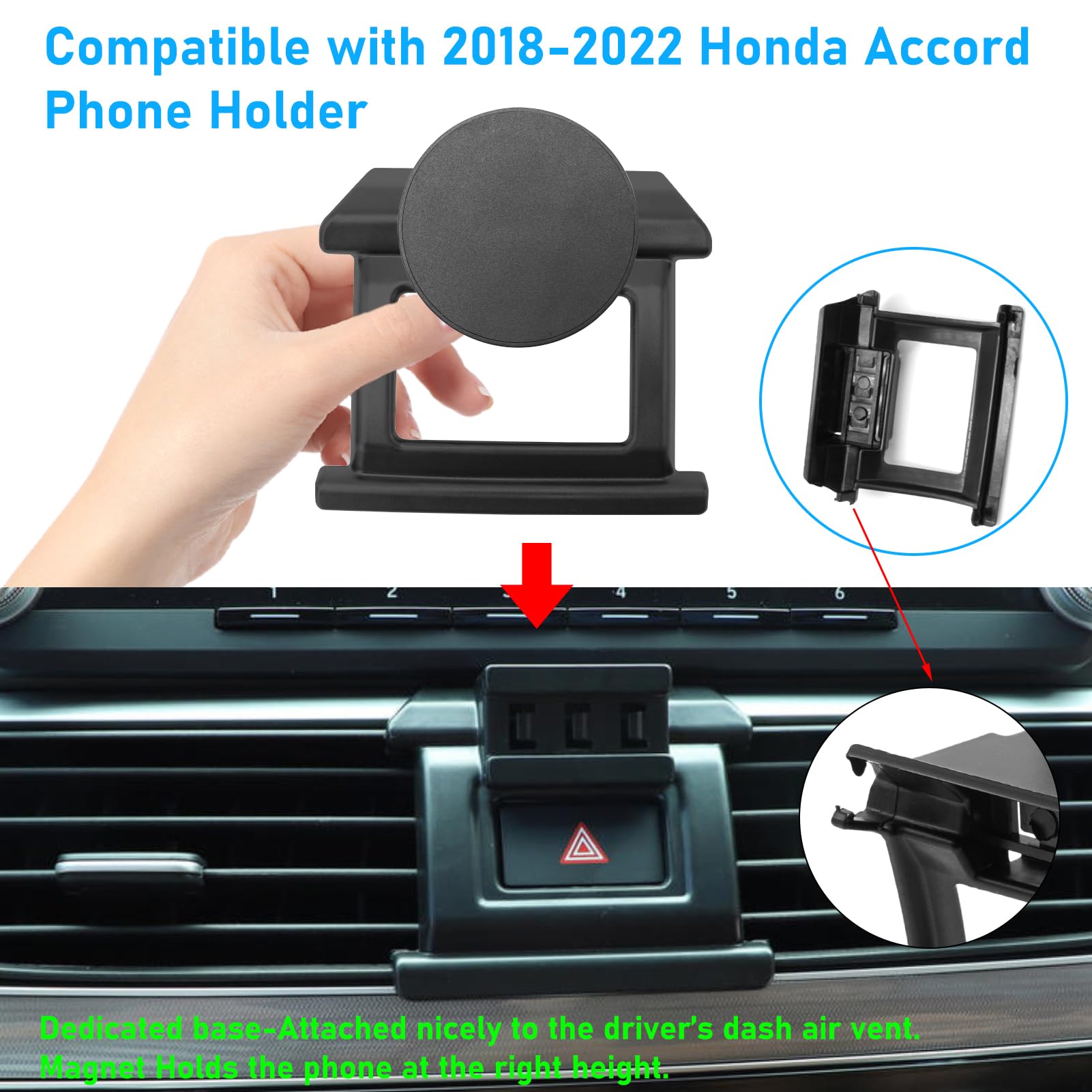 Apeser Compatible With Honda Accord Phone Holer Mount 2018-2022 For Hazard Light Slot,10Th Gen Accord Air Vent Phone Holder Anti