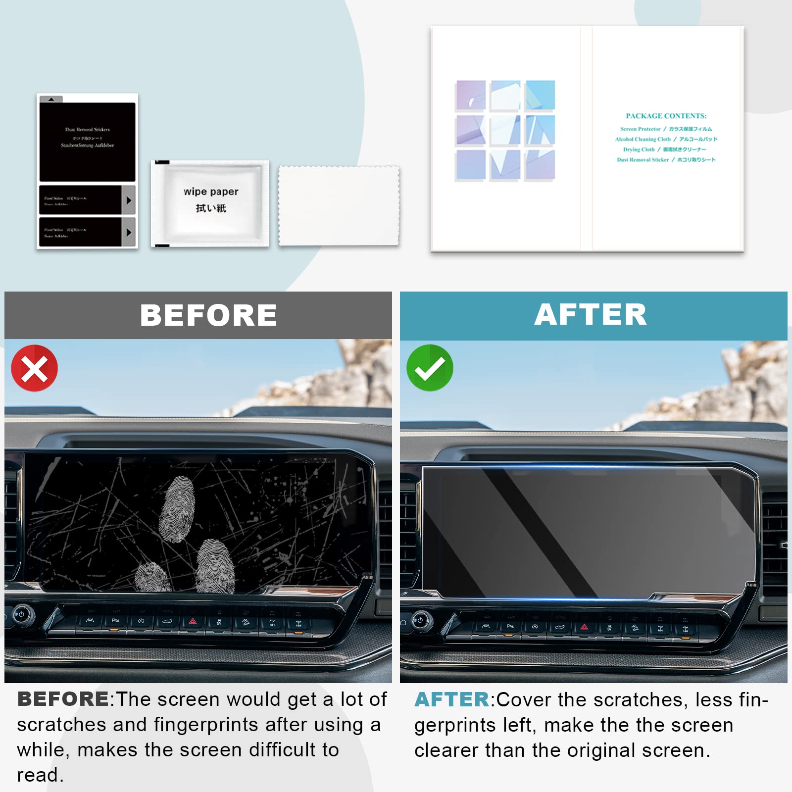 Cdefg 2022 2025 Silverado Sierra Screen Protector For 2024 2025 Silverado 1500 Sierra 1500 2500Hd 3500Hd Accessories Touch Screen Protector Tempered Glass