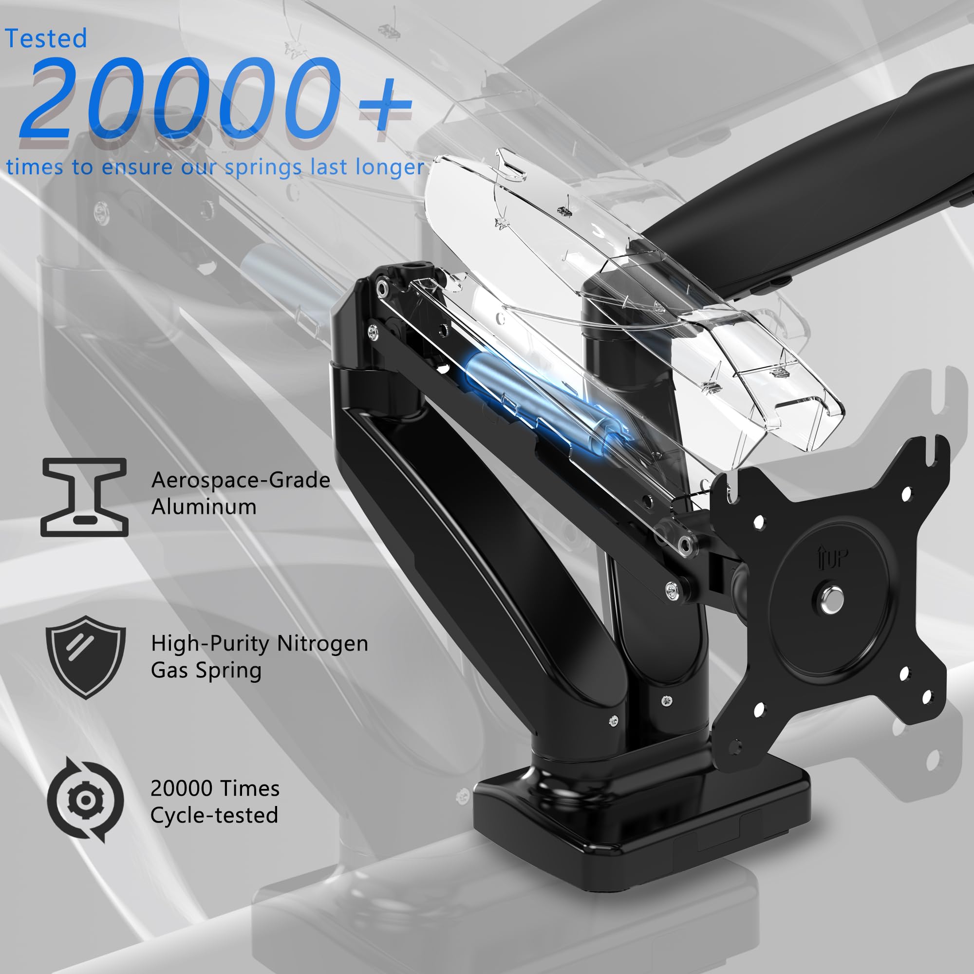 Dual Monitor Stand, Adjustable Gas Spring Monitor Arm For 15 To 27 Inch, Dual Monitor Mount Holds Max 15.4Lbs, Large Range Of Mo