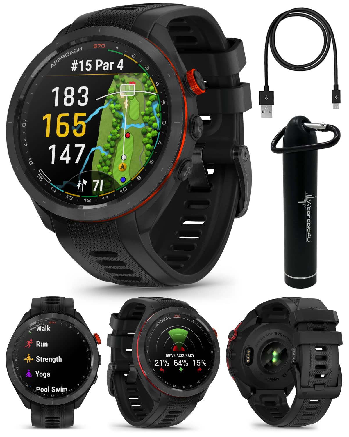 Wearable4U - Garmin Approach S70: Ceramic 47 mm Golf Smartwatch|1.4 AMOLED Display Up to 16 Days Battery Life, Multisport GPS Pr