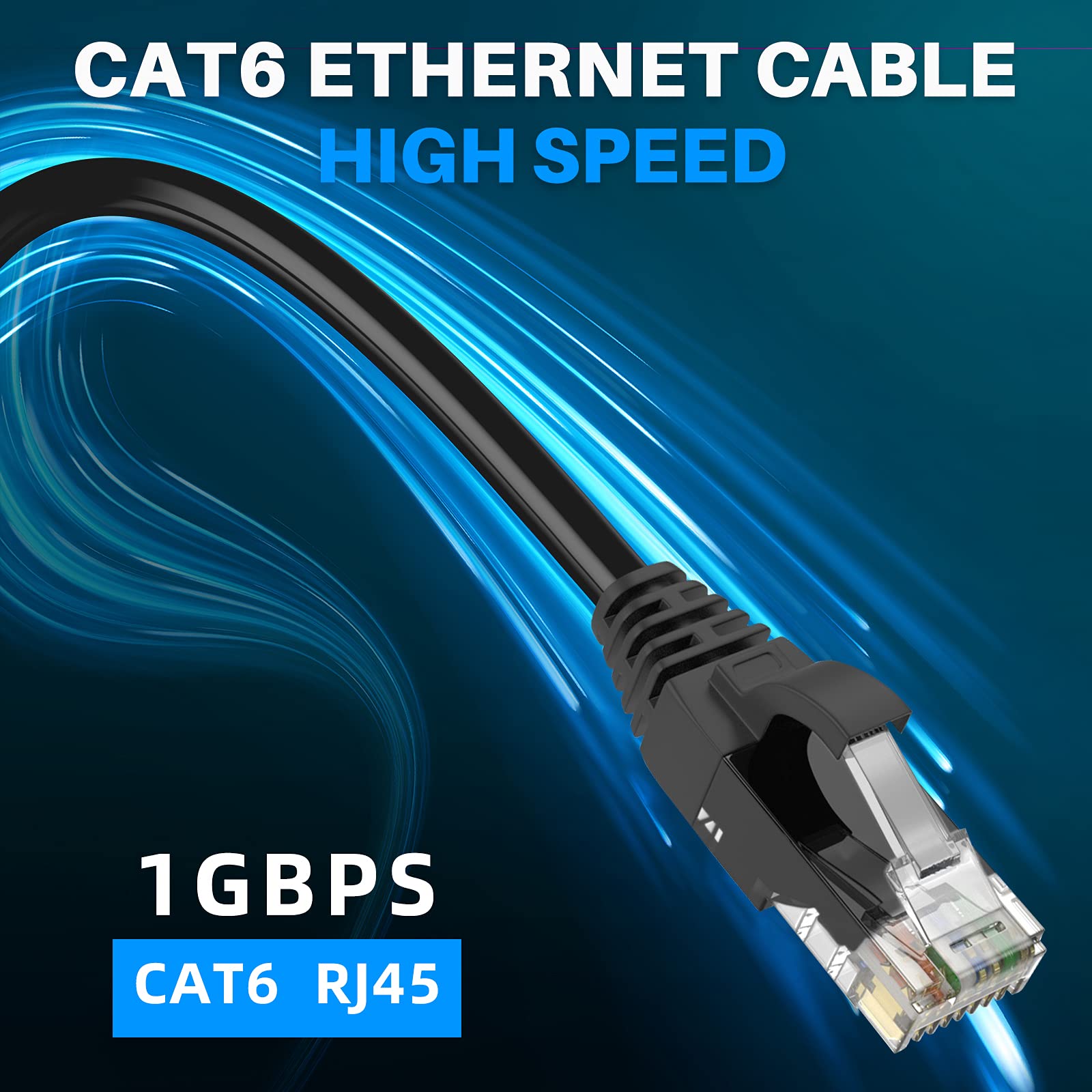 Adoreen Cat 6 Ethernet Cable 300 Ft Black, High Speed Long Internet Network Cable(6 Colors To Select) Soft Flexible Sturdy, Poe,