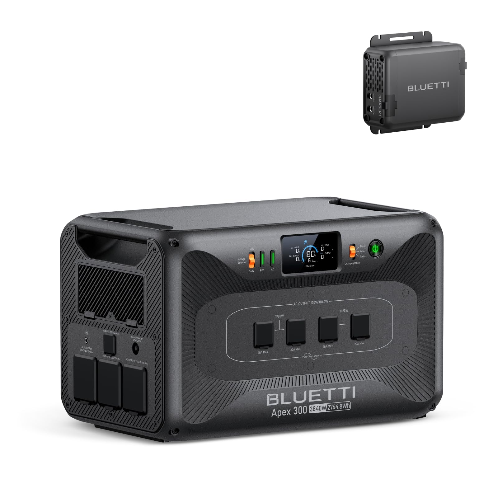 BLUETTI Solar Generator Apex 300 with Charger 1 (560W Alternator Charger), 2764.8Wh LFP Battery Backup with 6 3840W AC Outlets (