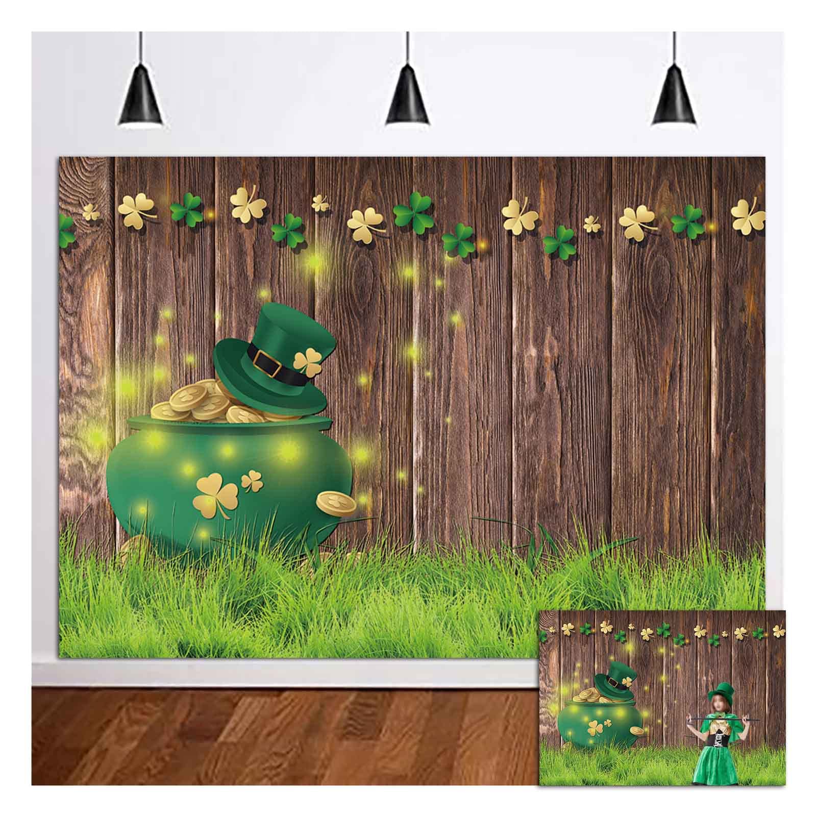 Happy St Patrick'S Day Background Lucky Irish Shamrock Board Photography Backdrop For Baby Shower Birthday Party Decor Banner 7X5Ft