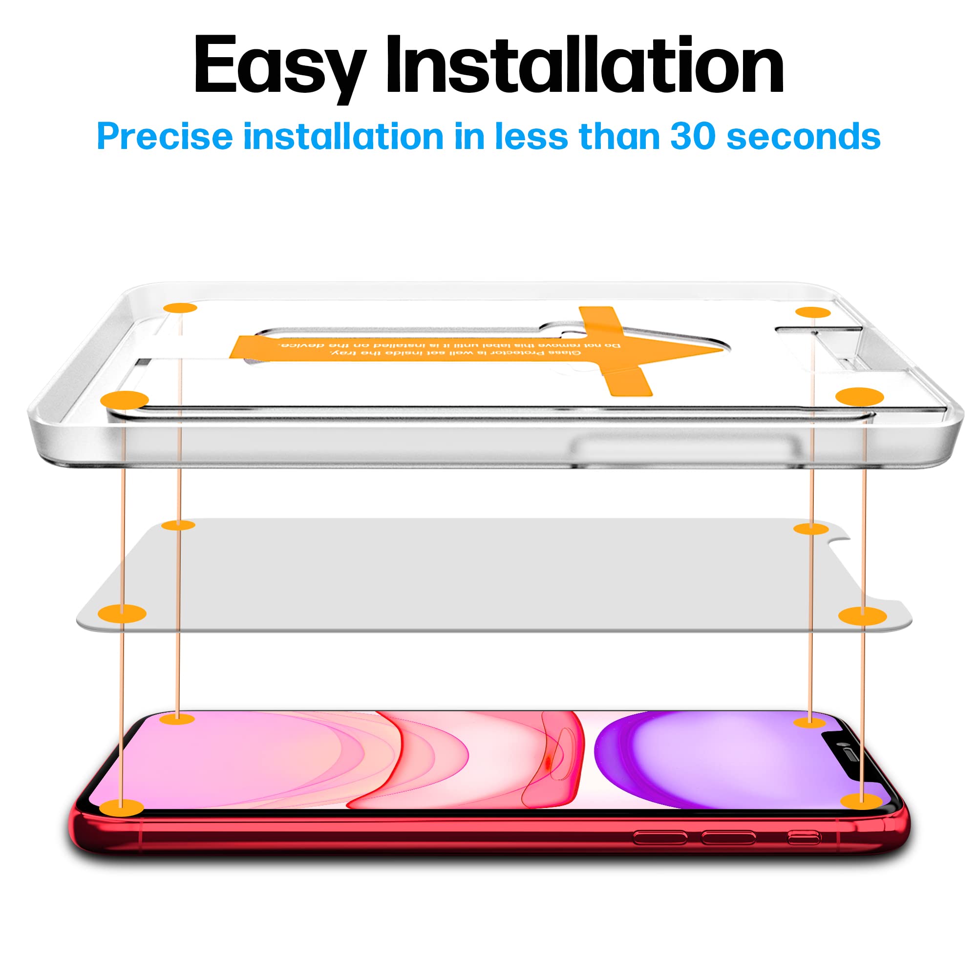 Power Theory Designed For Iphone 11, Iphone Xr Screen Protector Tempered Glass [9H Hardness], Easy Install Kit, 99% Hd Bubble Fr