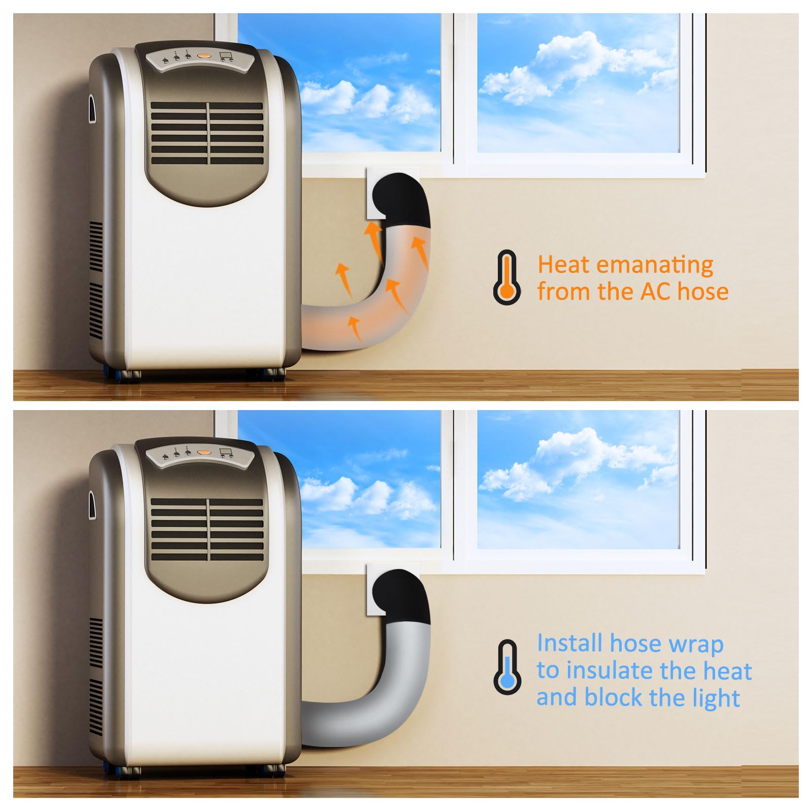 Outus 4 Pcs Air Conditioner Hose Cover Wrap - Ac Hose Duct Vent Insulation Sleeve Insulated Cover For Portable Ac For 5 & 5. 9 D