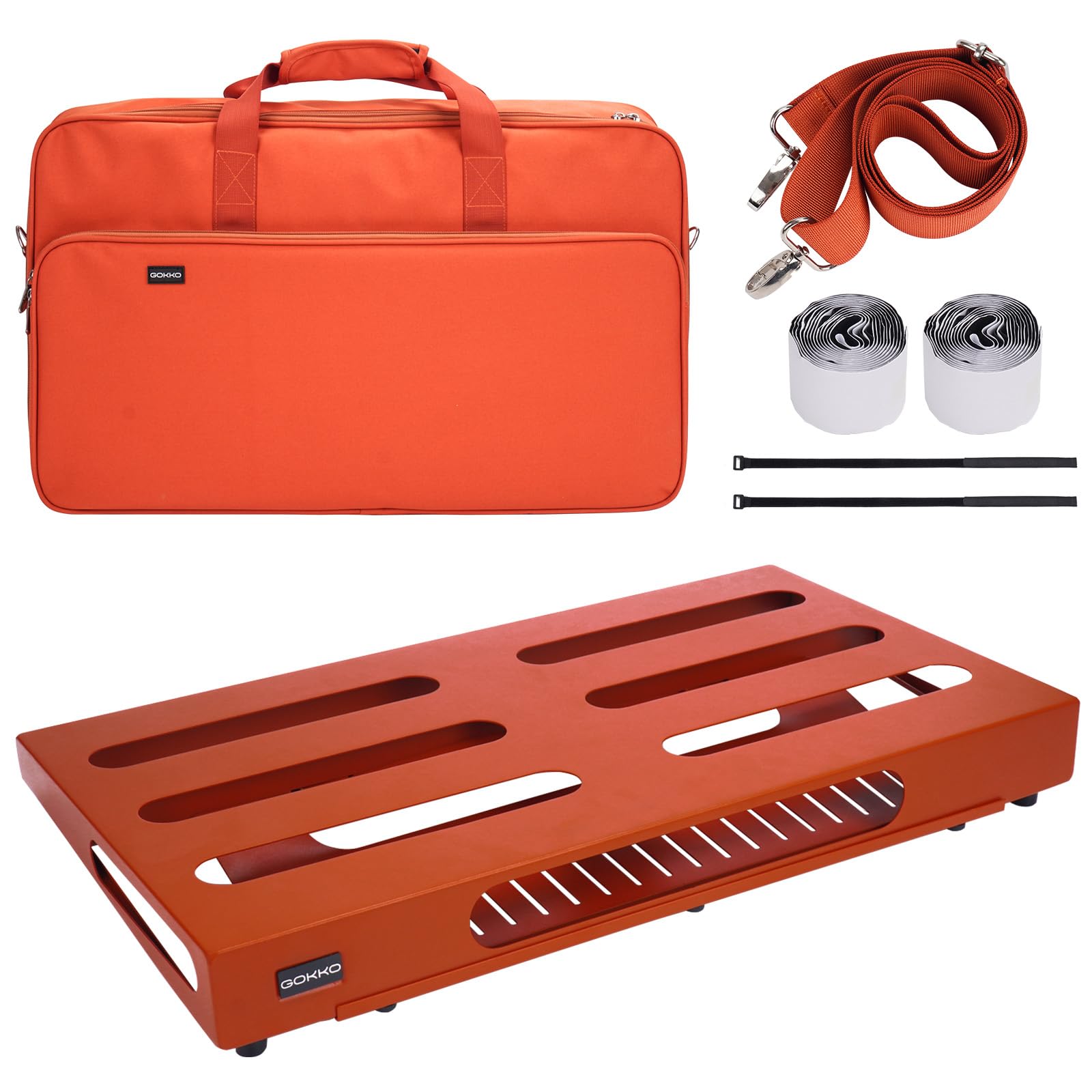 GOKKO Large Guitar Pedal Board 22    x 12.6    with Carrying Bag, Built-in Power Supply Mounting Plate (Vibrant Orange)